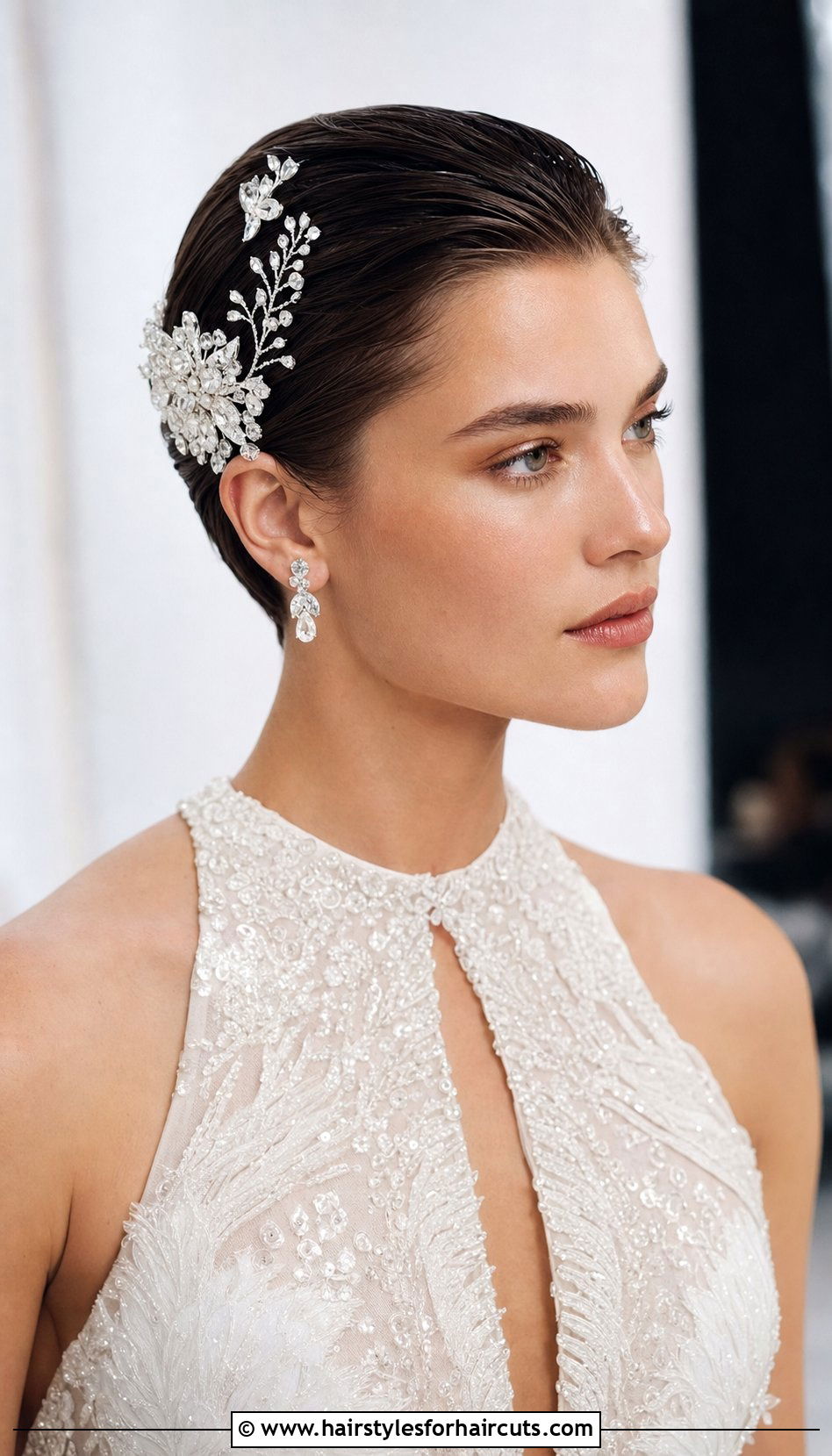 Accessorized Slicked Back Updo Short Hair - 25 updo wedding hairstyles for short hair - 25 updo wedding hairstyles for short hair