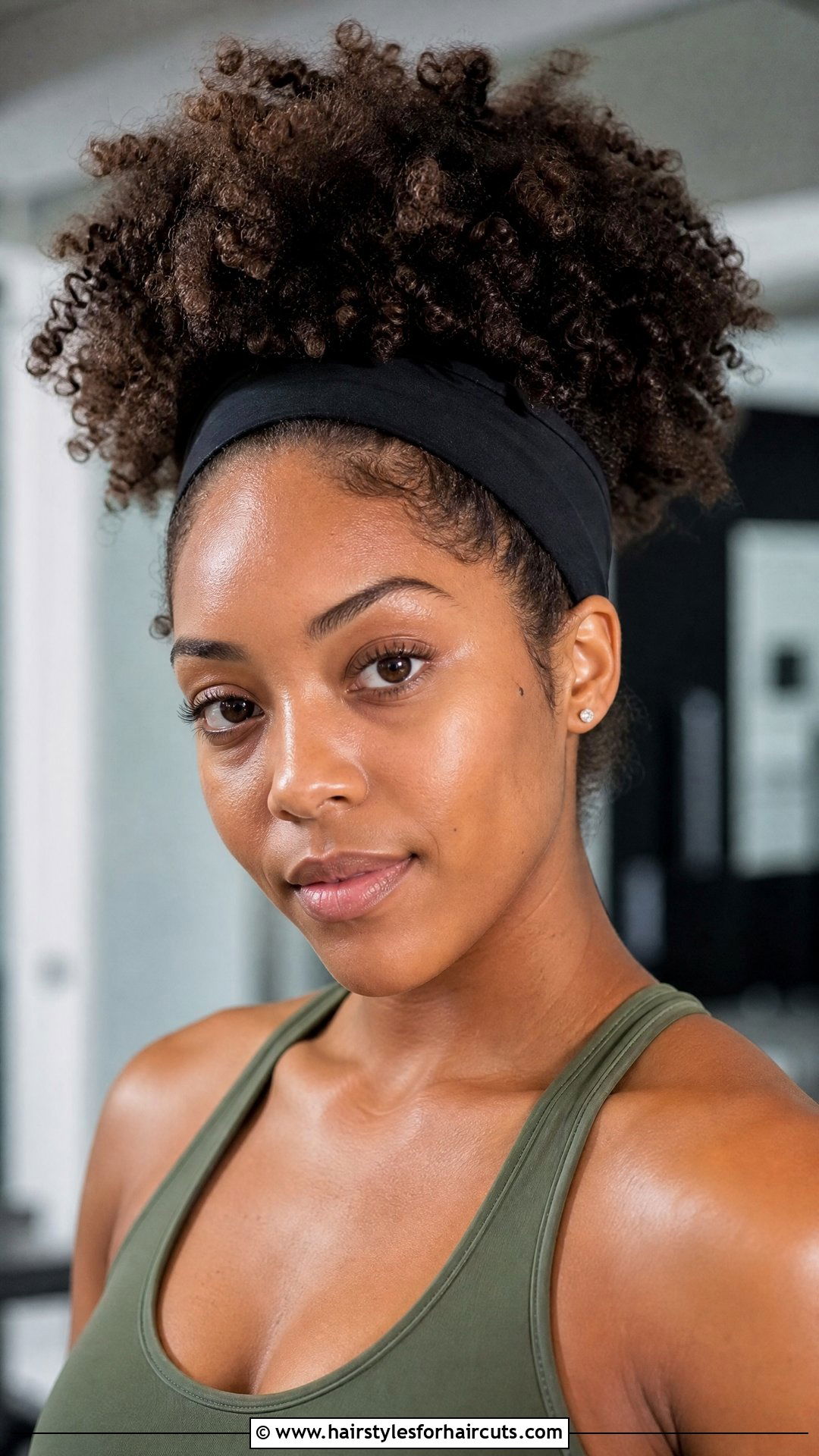Afro Puff With Headband - 25 workout hairstyles for black hair - 25 workout hairstyles for black hair