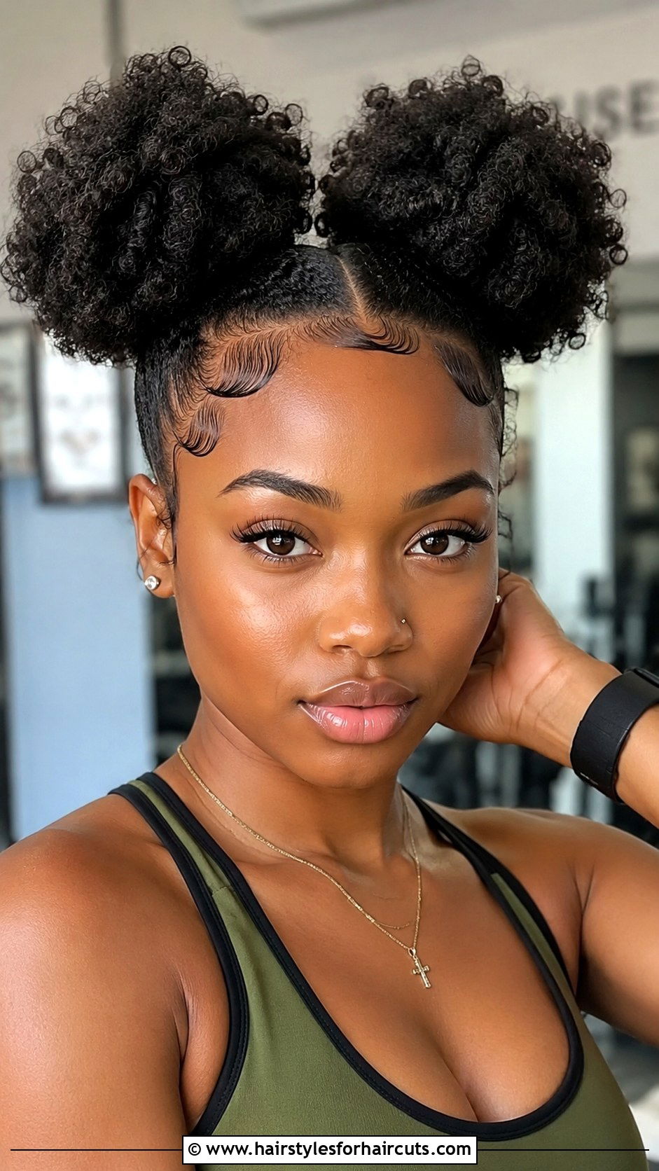 Afro Puffs With Swooped Edges - 25 curly hair baddie hairstyles - 25 curly hair baddie hairstyles