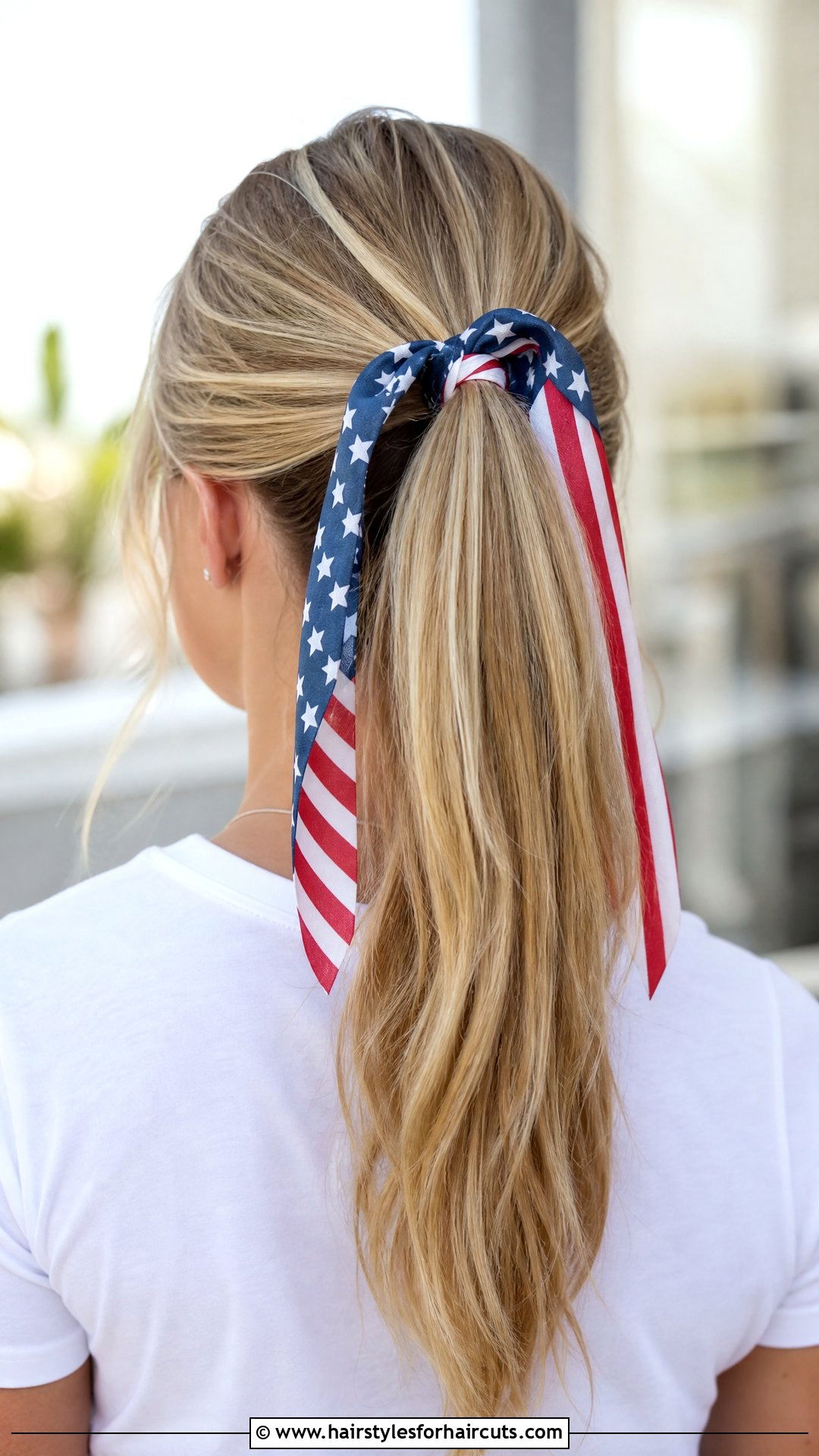 American Flag Hair Ribbon Ponytail - 25 fourth of july hairstyles - 25 fourth of july hairstyles