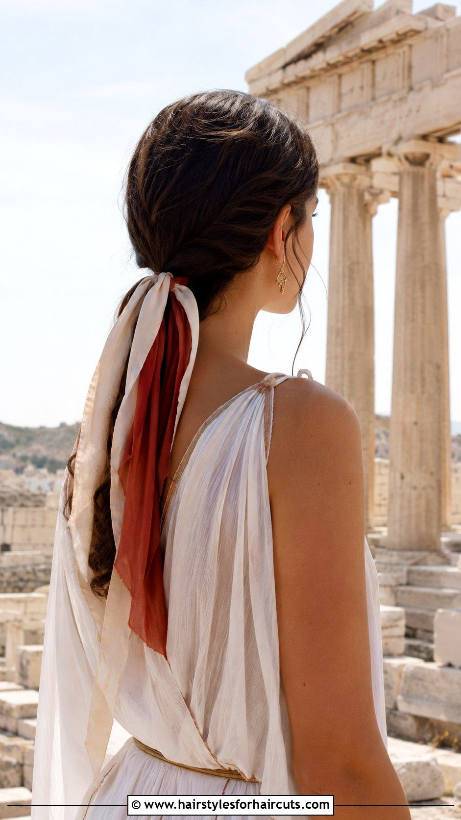 Ancient Greek Low Ponytail With Ribbons - 25 ancient greek hairstyles - 25 ancient greek hairstyles