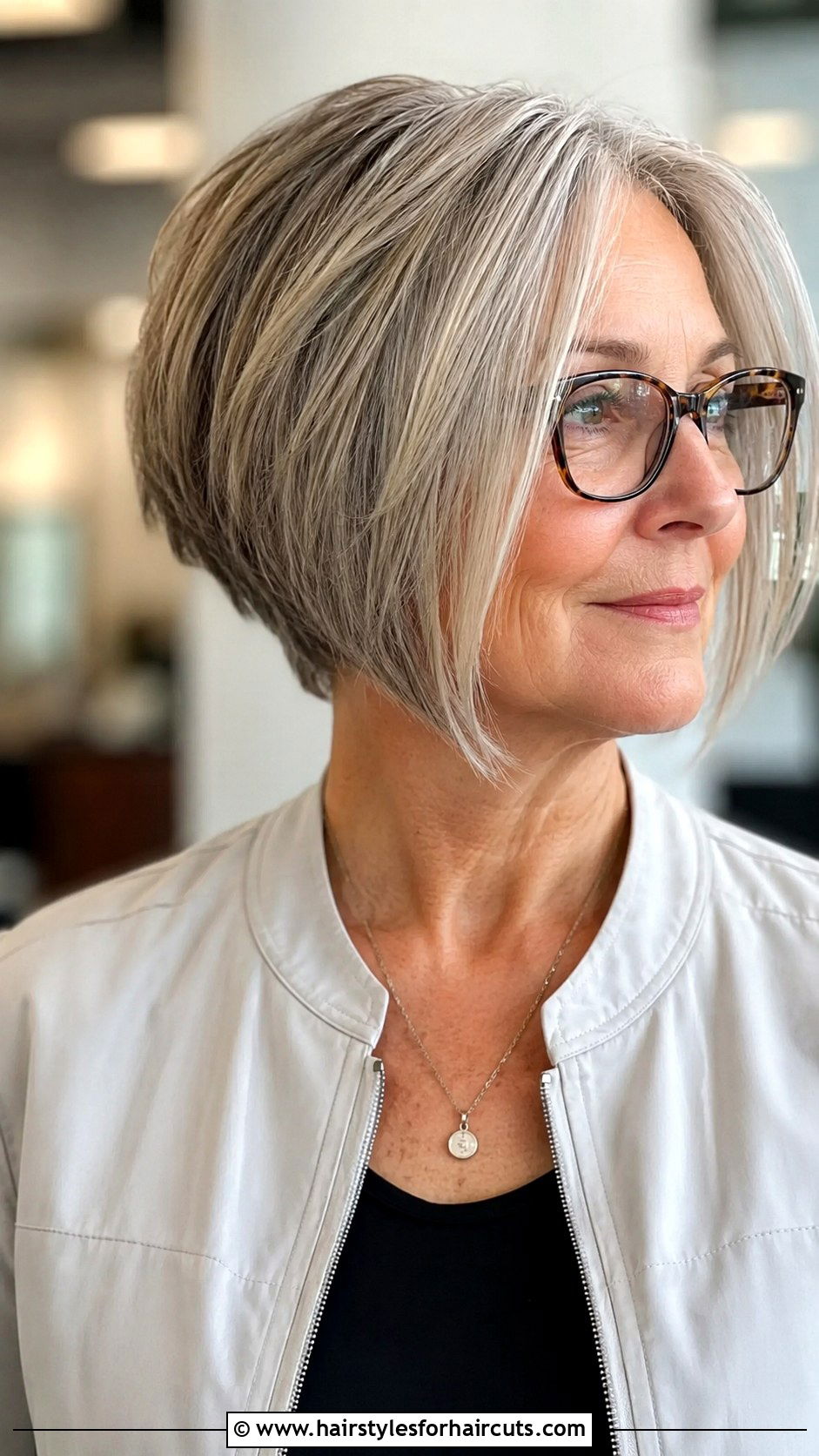 Angled Bob Haircut - 25 haircuts for women over 60 with glasses - 25 haircuts for women over 60 with glasses