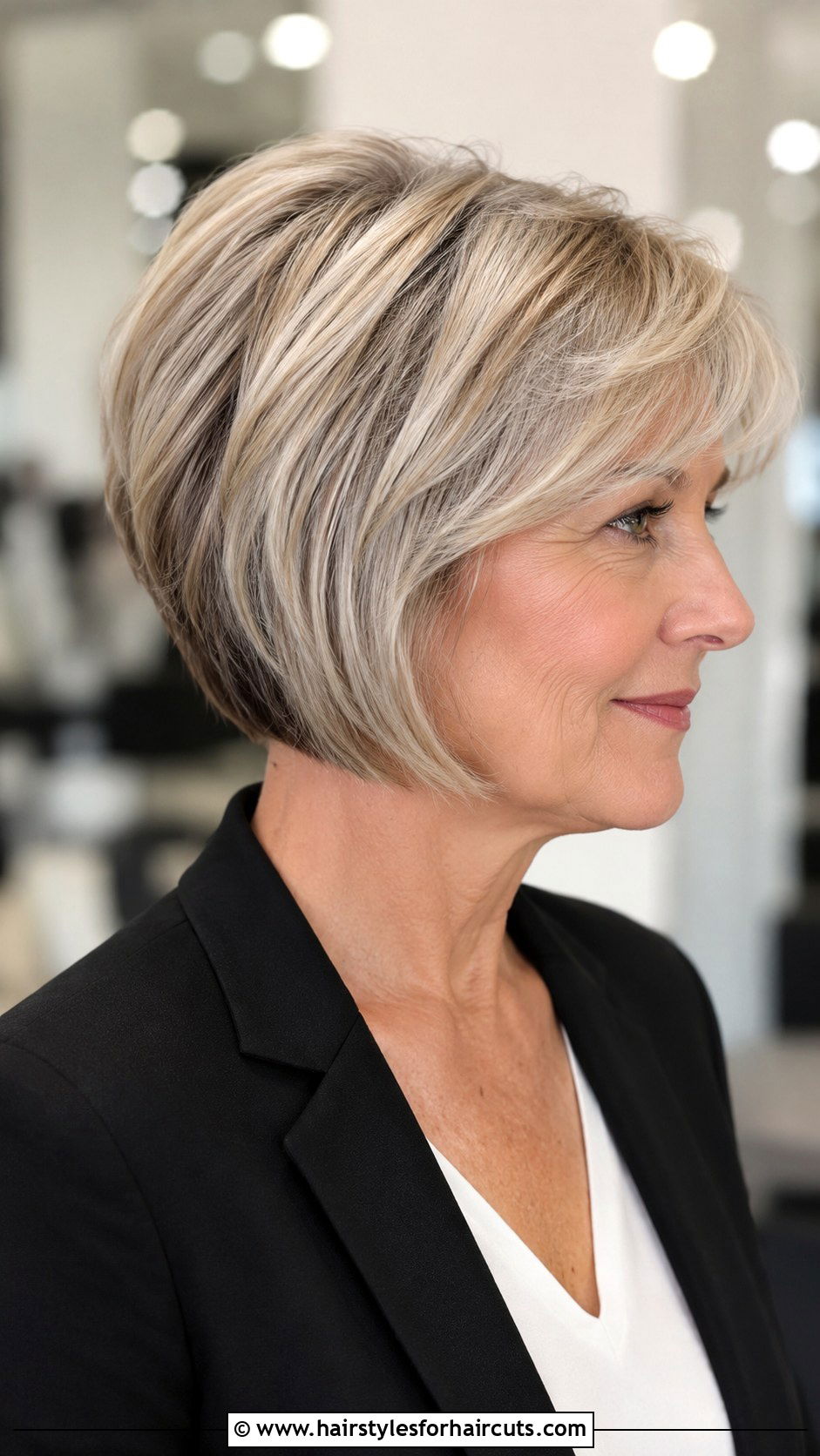 Angled Bob With Side Bangs - 25 mid length hairstyles for older women - 25 mid length hairstyles for older women