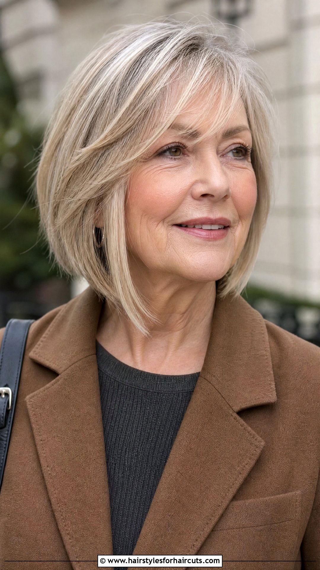 Angled Bob With Side Bangs - 25 haircuts for thin hair women over 60 - 25 haircuts for thin hair women over 60