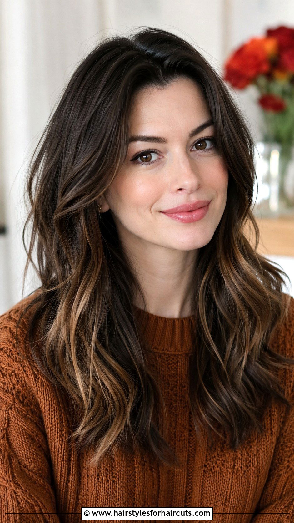 Anne Hathaway Brunette Balayage - 25 anne hathaway hairstyles - 25 anne hathaway hairstyles