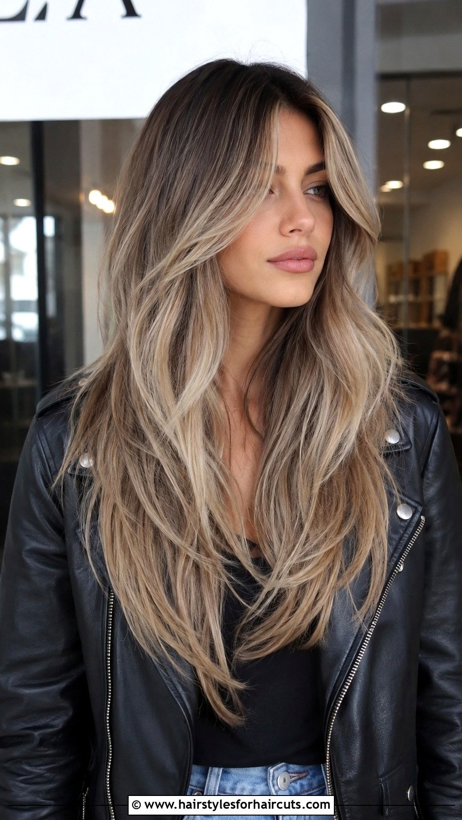 Ash Blonde Balayage Front Layered V Cut Long Hair - 25 balayage front layered haircuts for long hair - 25 balayage front layered haircuts for long hair