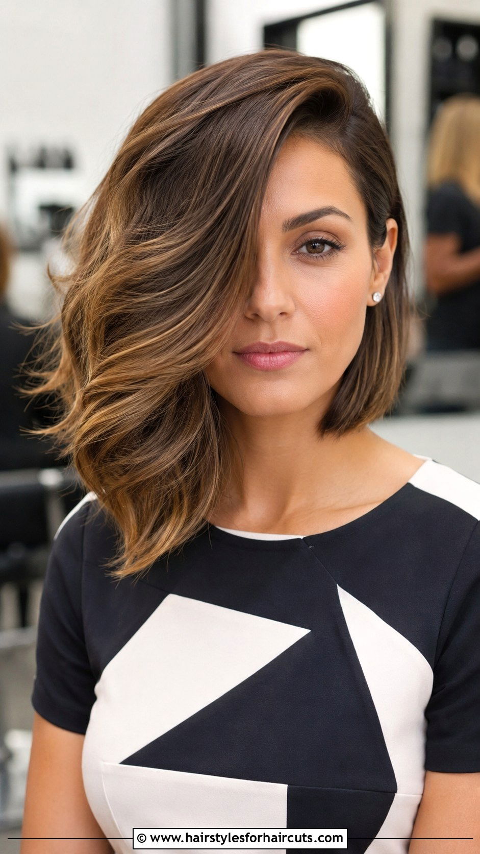 Asymmetrical Blowout - 25 blow dry hairstyles for medium hair - 25 blow dry hairstyles for medium hair