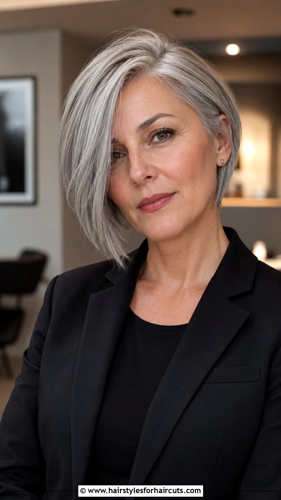 Asymmetrical Bob Thin Grey Hair - 25 thin grey hairstyles - 25 thin grey hairstyles