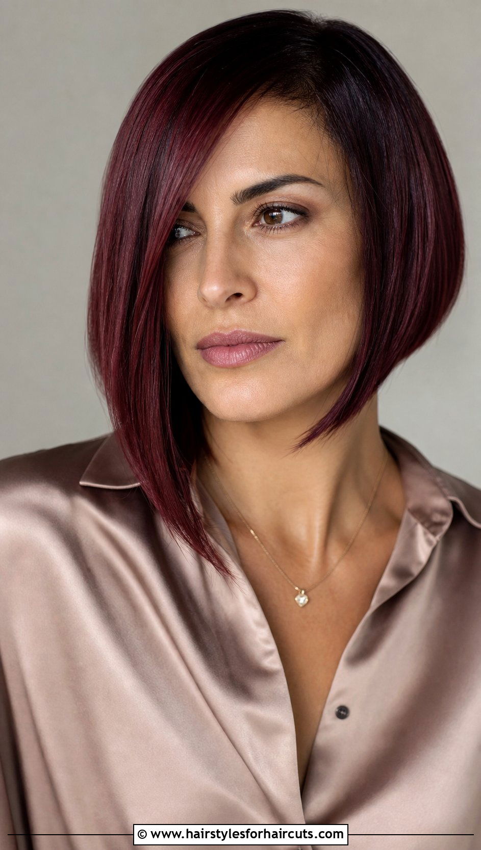 Asymmetrical Bob With Burgundy Color - 25 haircuts and hair color - 25 haircuts and hair color
