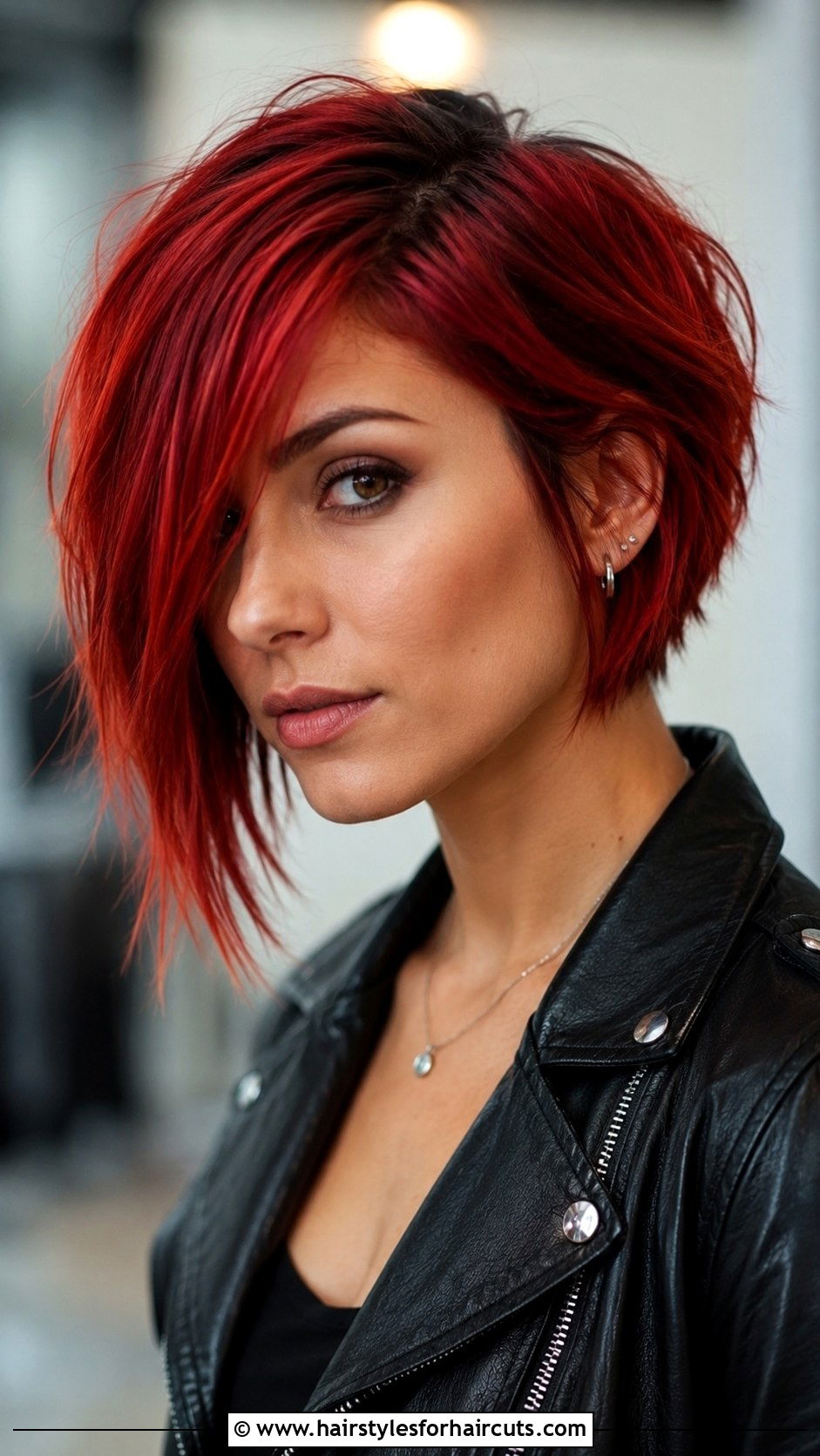 Asymmetrical Bob With Cherry Red - 25 haircuts and color - 25 haircuts and color