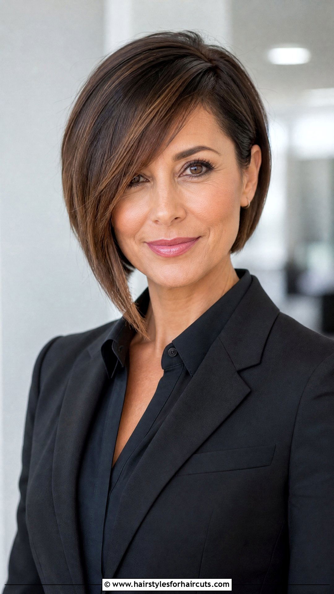 Asymmetrical Bob With Side Bangs - 25 straight hair with bangs hairstyles - 25 straight hair with bangs hairstyles