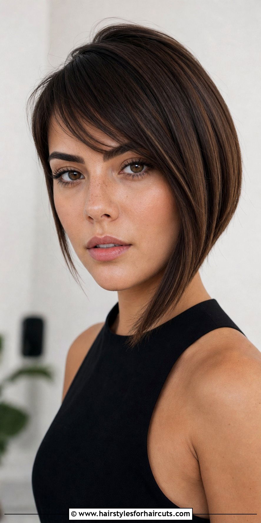 Asymmetrical Bob With Side Bangs - 25 haircuts with bangs for round face - 25 haircuts with bangs for round face