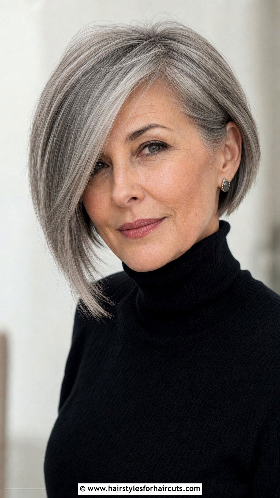 Asymmetrical Bob With Side Bangs - 25 hairstyles with bangs for older women - 25 hairstyles with bangs for older women