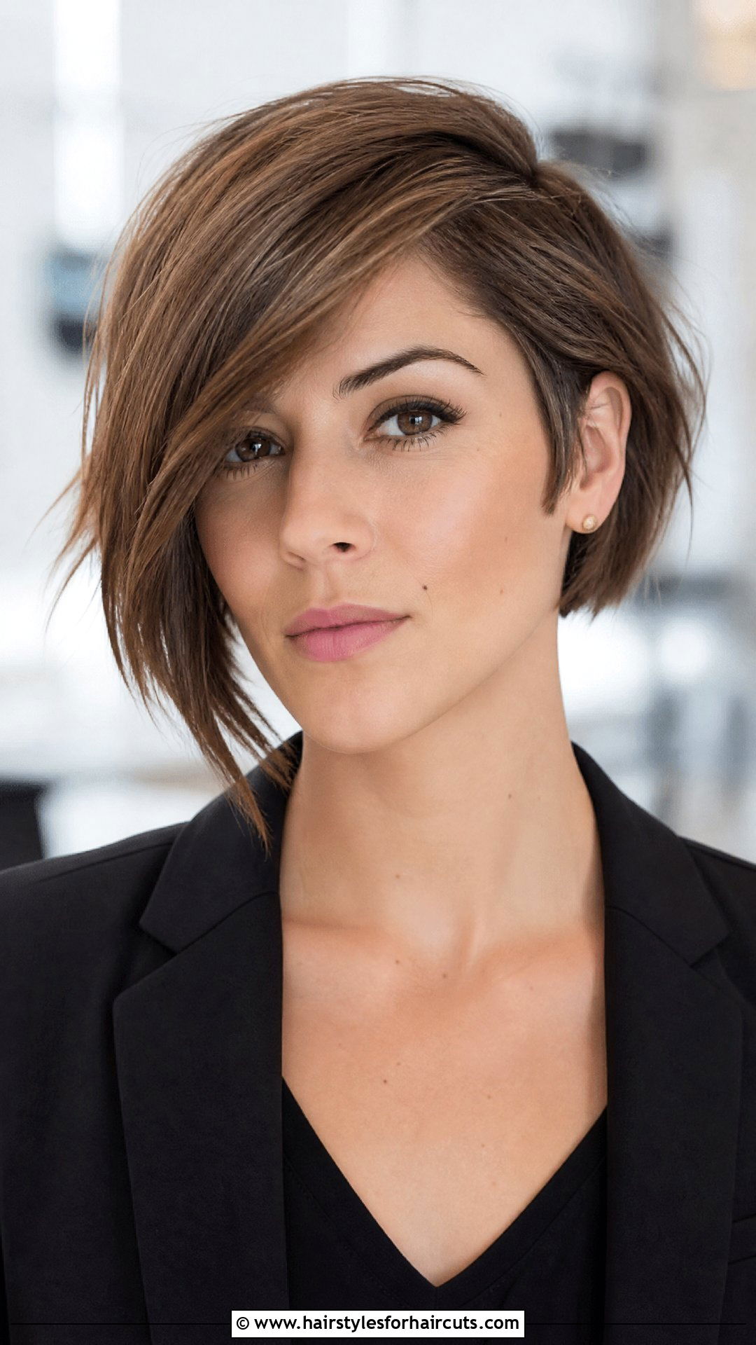 Asymmetrical Bob With Side Swept Front - 25 korean front haircuts - 25 korean front haircuts