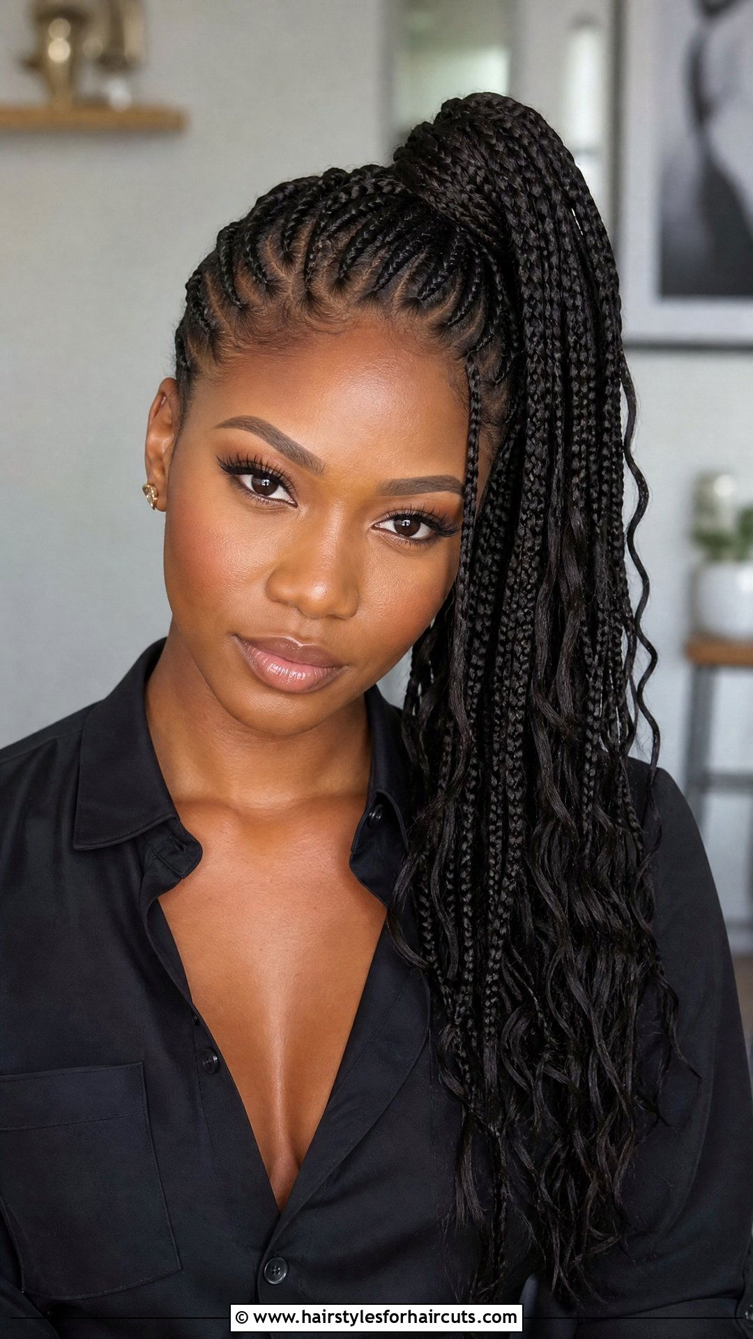 Asymmetrical Braided Ponytail - 25 ponytail braids hairstyles for black hair - 25 ponytail braids hairstyles for black hair