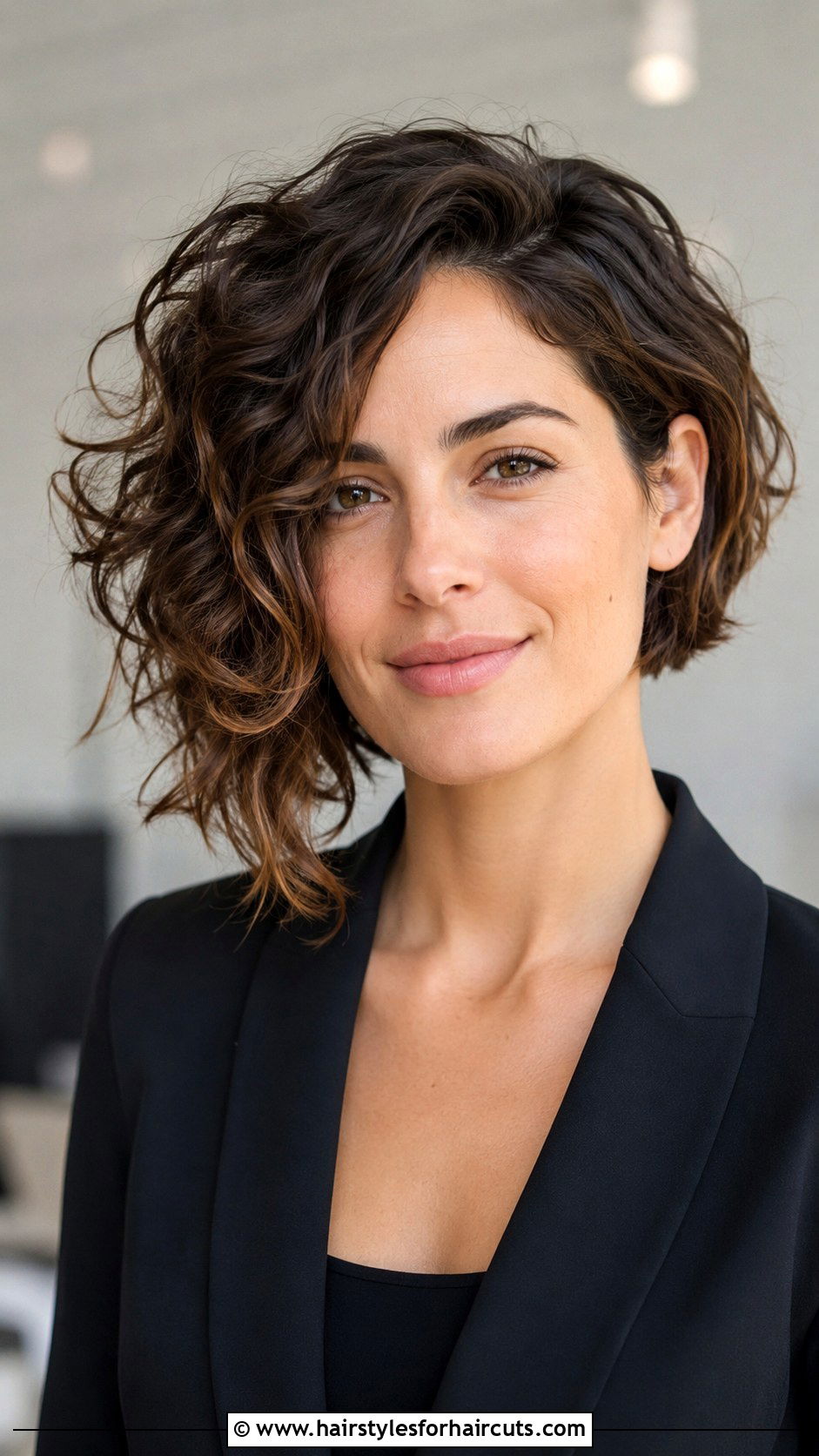Asymmetrical Curly Bob - 25 short thin curly hairstyles - 25 short thin curly hairstyles