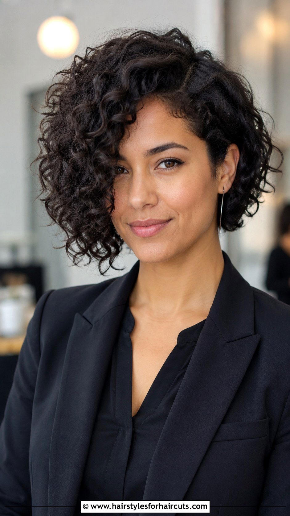 Asymmetrical Curly Bob - 25 black hairstyles curly hair - 25 black hairstyles curly hair