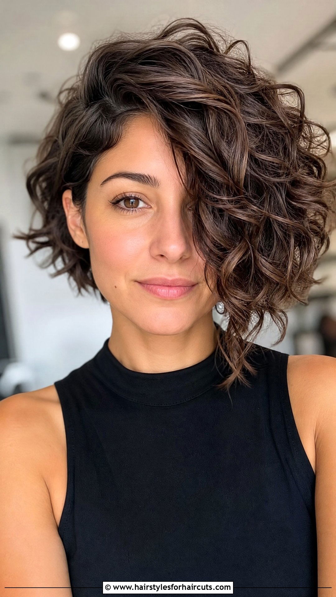 Asymmetrical Curly Bob - 25 womens haircuts curly hair - 25 womens haircuts curly hair