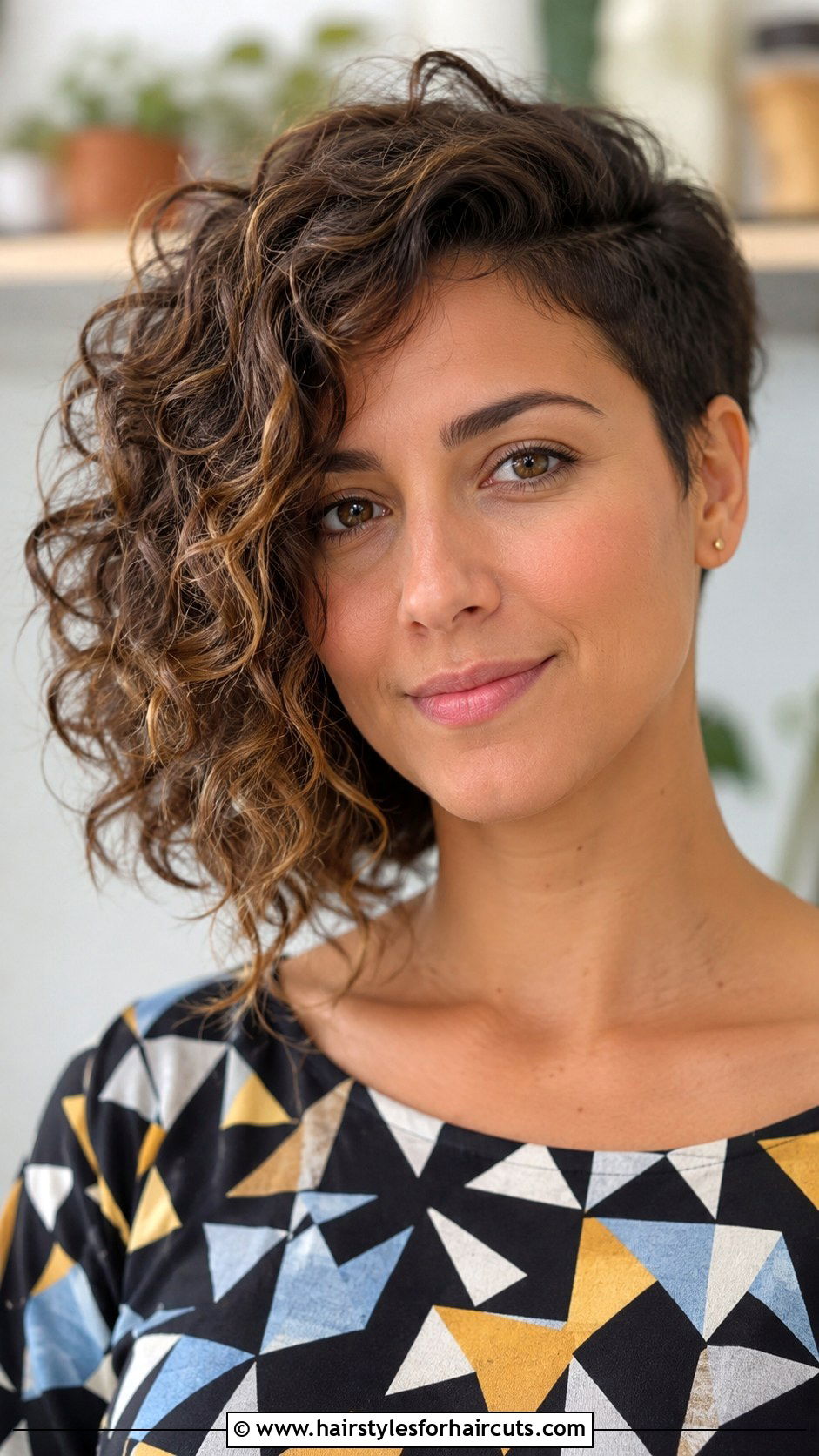 Asymmetrical Curly Bob - 25 work hairstyles for curly hair - 25 work hairstyles for curly hair