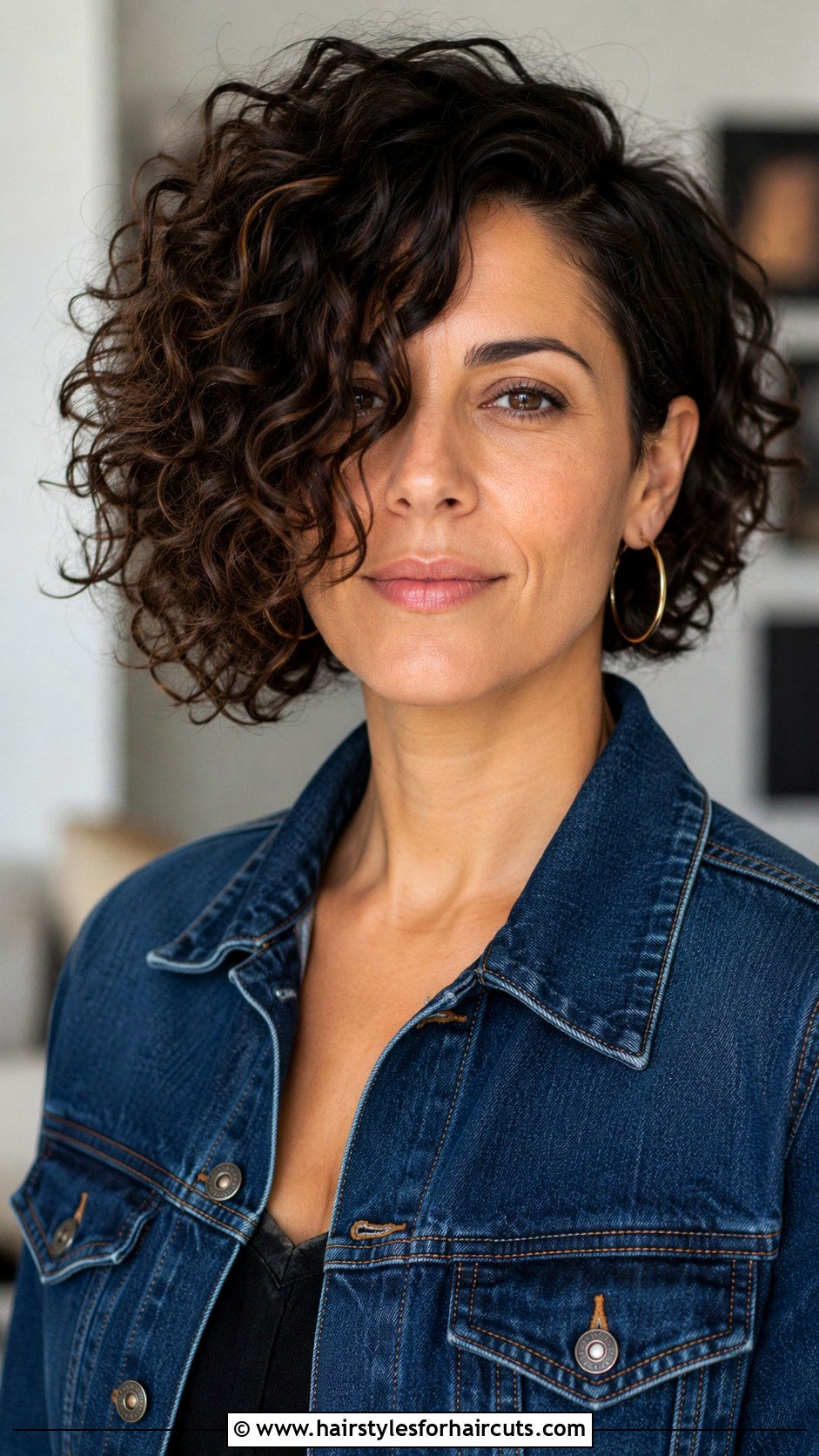 Asymmetrical Curly Bob - 25 bob hairstyles for curly hair over 50 - 25 bob hairstyles for curly hair over 50