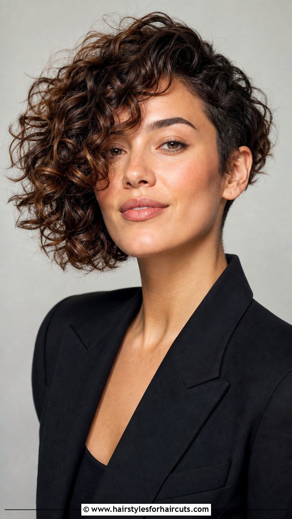 Asymmetrical Curly Bob - 25 curly hair work hairstyles - 25 curly hair work hairstyles