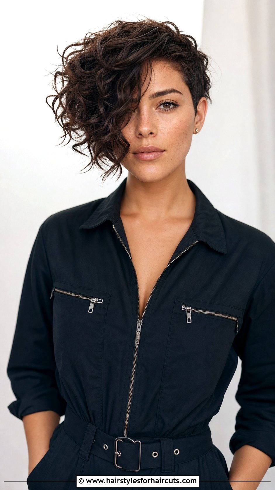 Asymmetrical Curly Bob - 25 cute hairstyles for short curly black hair - 25 cute hairstyles for short curly black hair