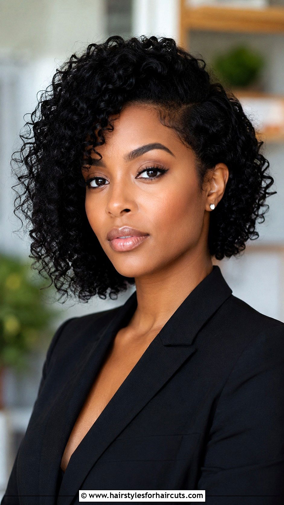 Asymmetrical Curly Bob - 25 haircuts for black women with natural hair - 25 haircuts for black women with natural hair