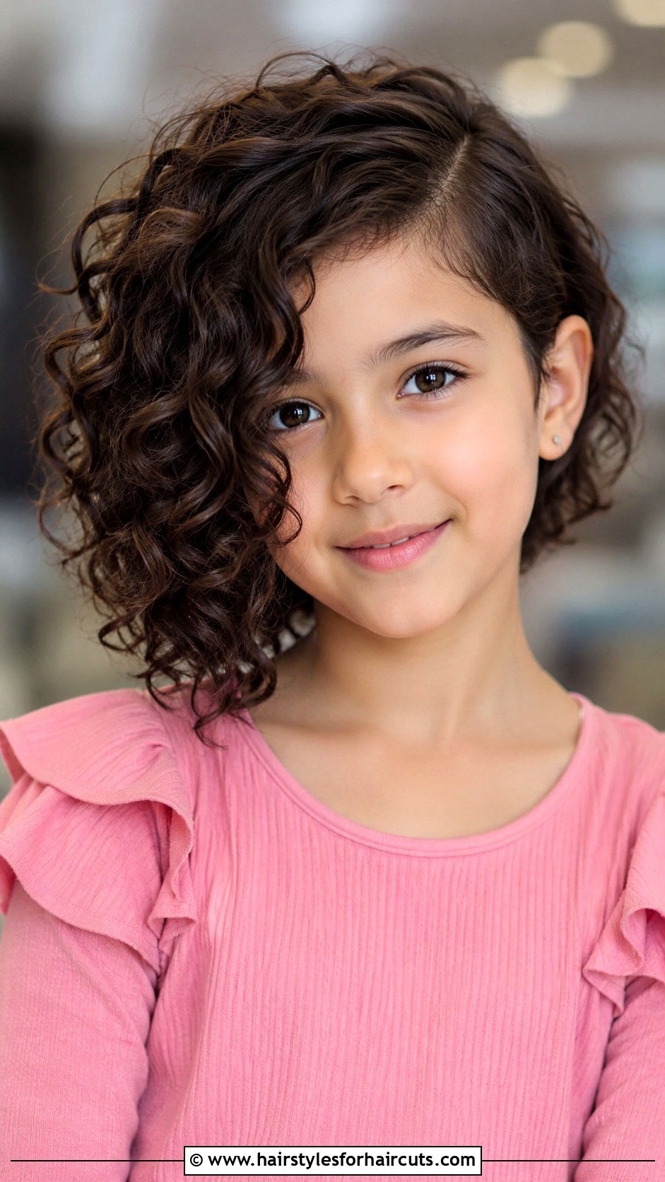 Asymmetrical Curly Bob - 25 haircuts for curly hair girl kid - 25 haircuts for curly hair girl kid
