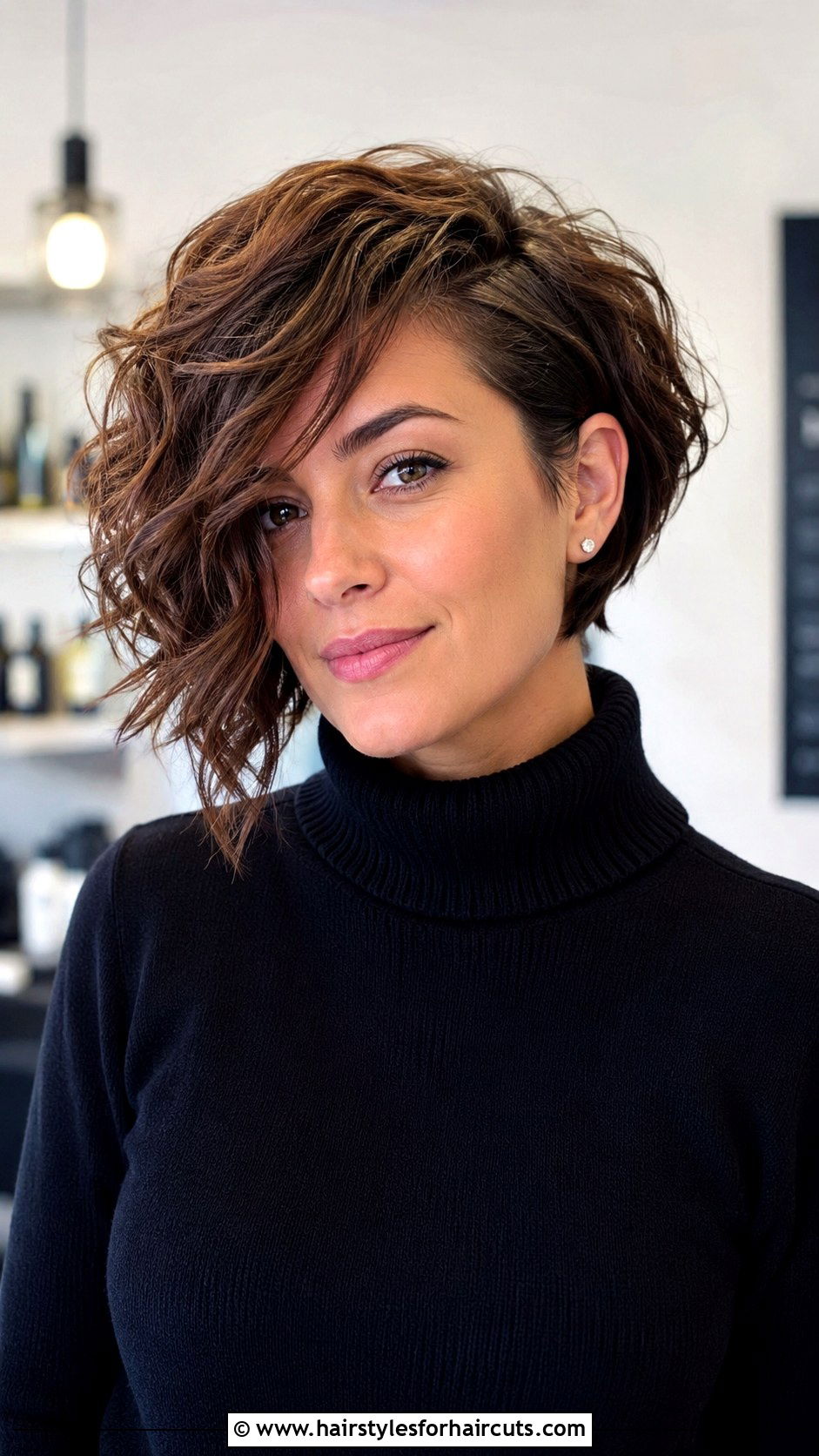 Asymmetrical Curly Bob - 25 haircuts for fine thin curly hair - 25 haircuts for fine thin curly hair