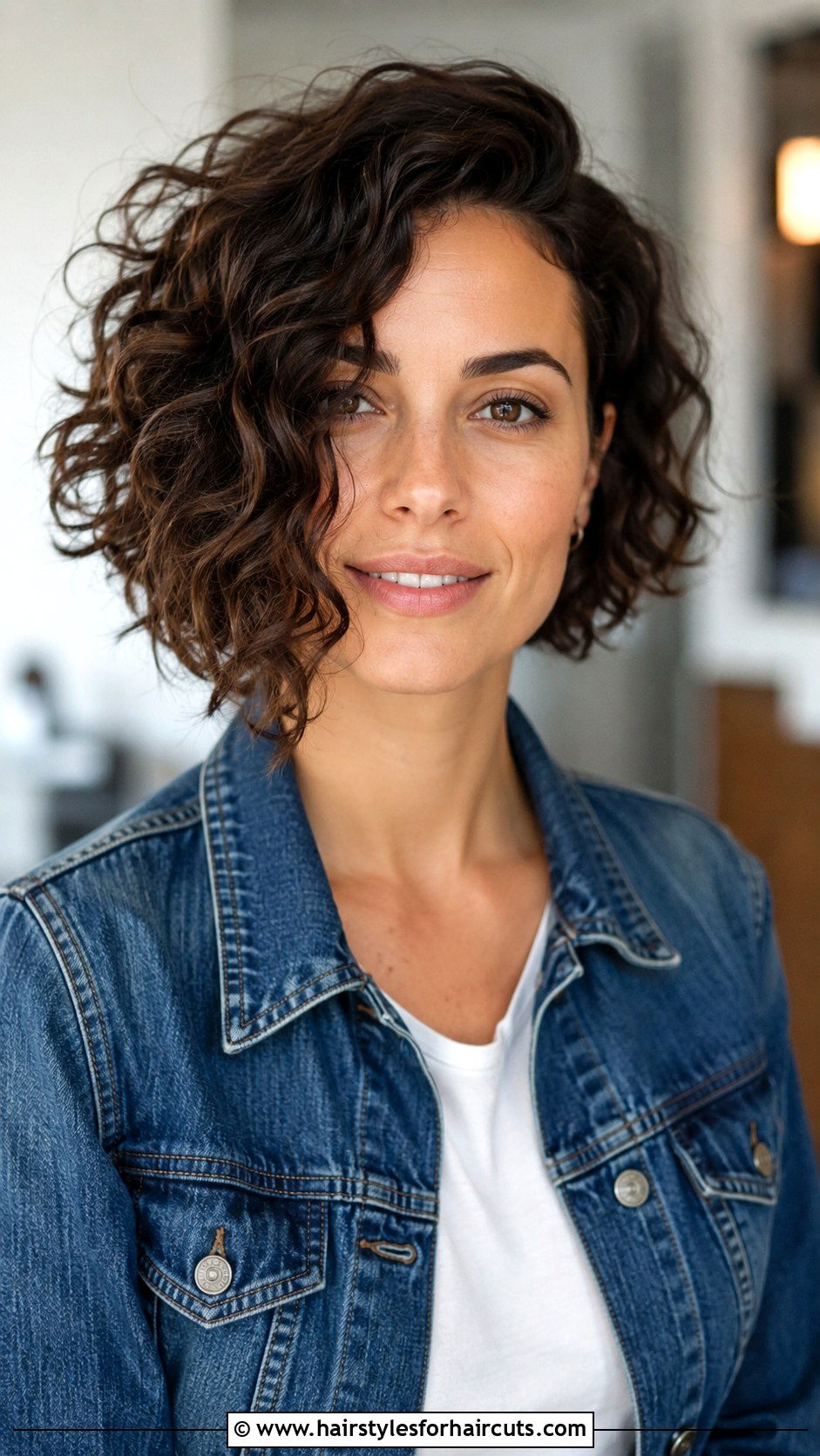Asymmetrical Curly Bob - 25 haircuts for round faces and curly hair - 25 haircuts for round faces and curly hair