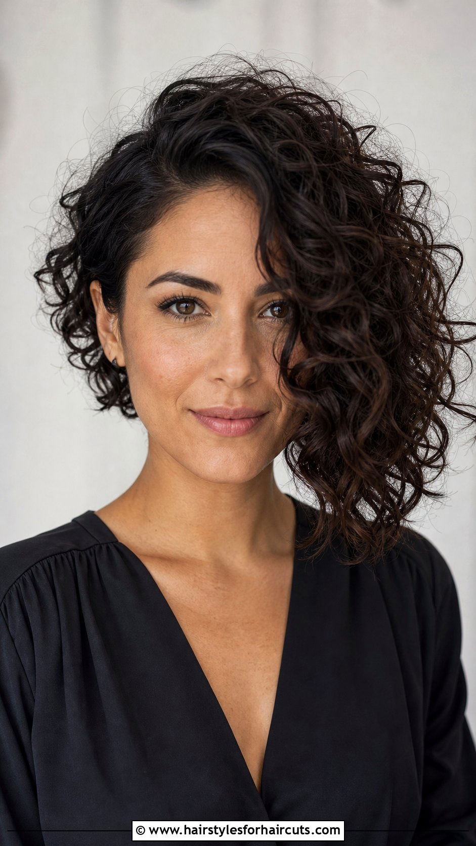 Asymmetrical Curly Bob - 25 indian curly hairstyles - 25 indian curly hairstyles
