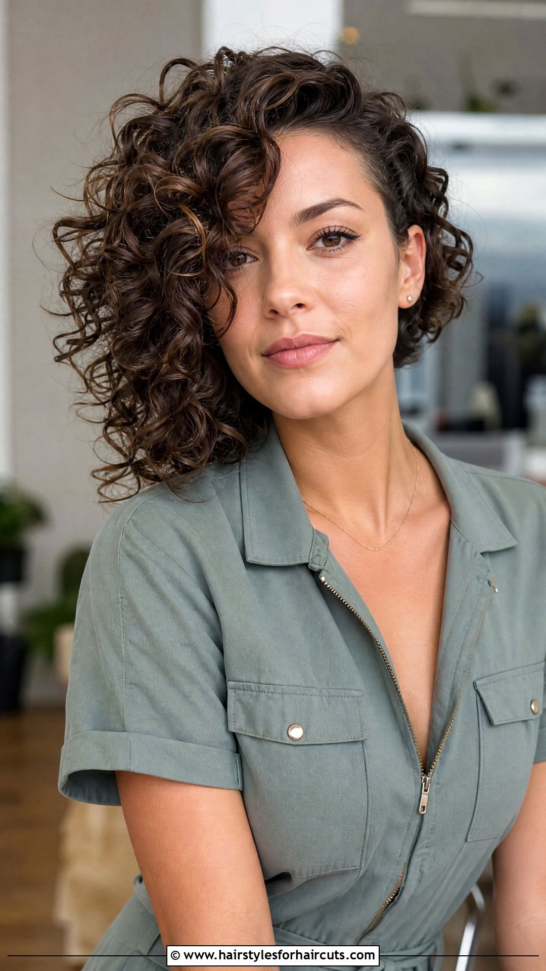 Asymmetrical Curly Bob Haircut - 25 curly hairstyles for girls with medium hair - 25 curly hairstyles for girls with medium hair