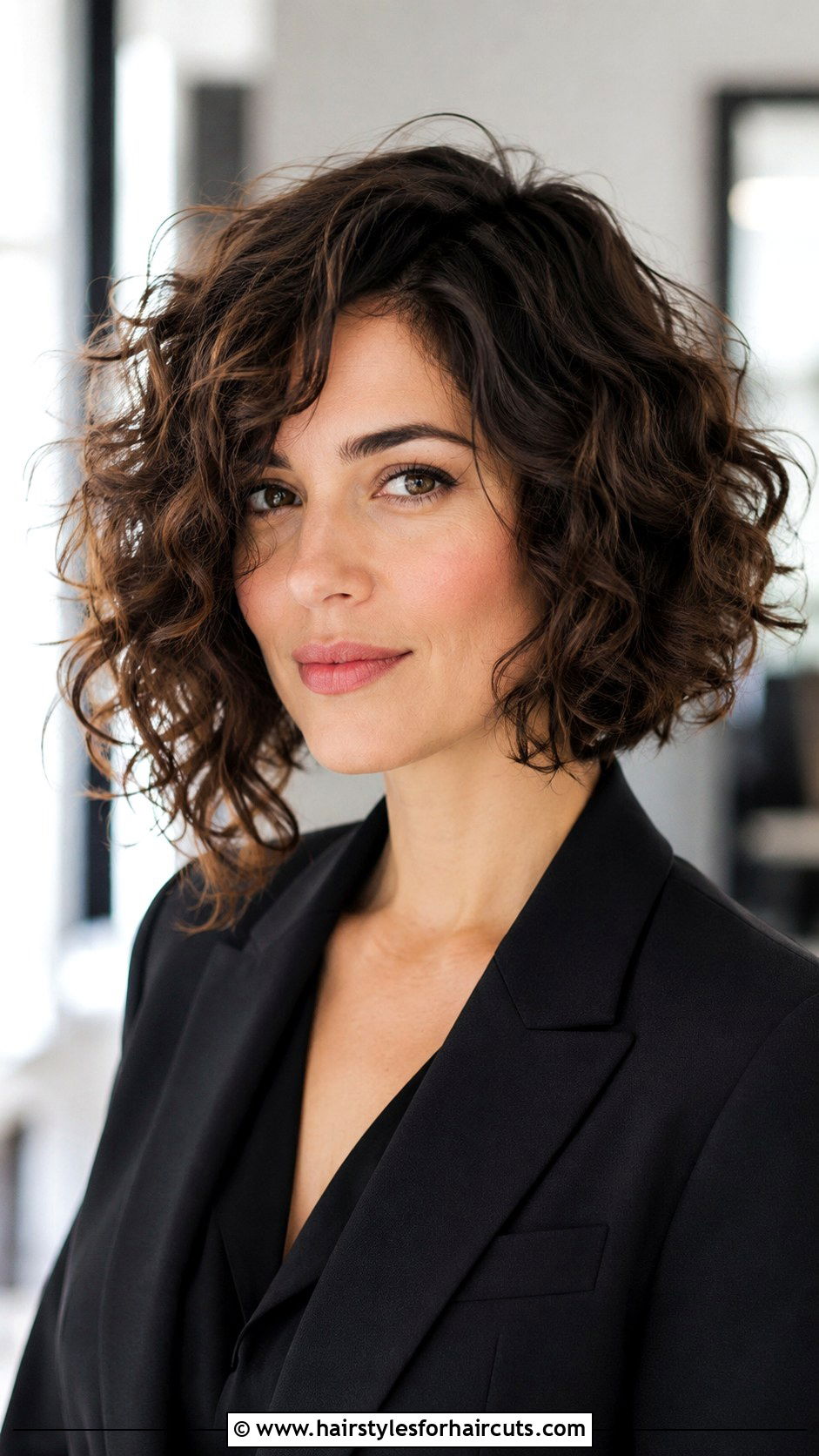 Asymmetrical Curly Bob Haircut With Face Framing - 25 face framing haircuts for curly hair - 25 face framing haircuts for curly hair