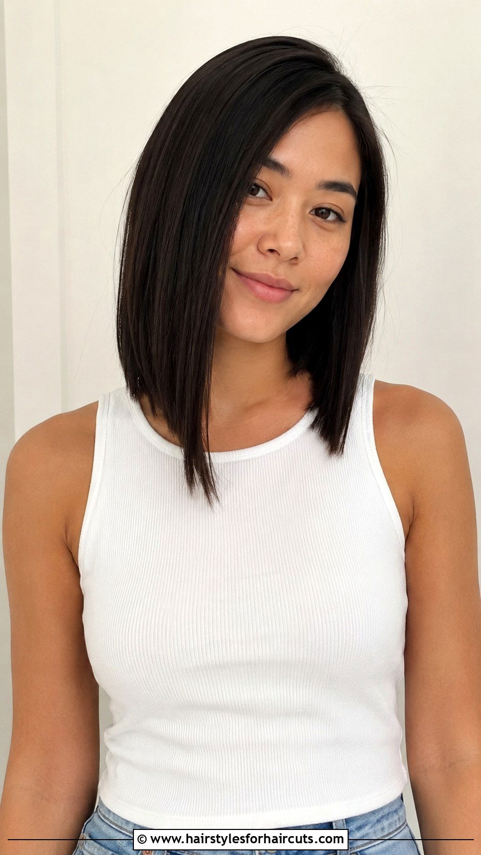 Asymmetrical Lob - 25 asian female hairstyles - 25 asian female hairstyles