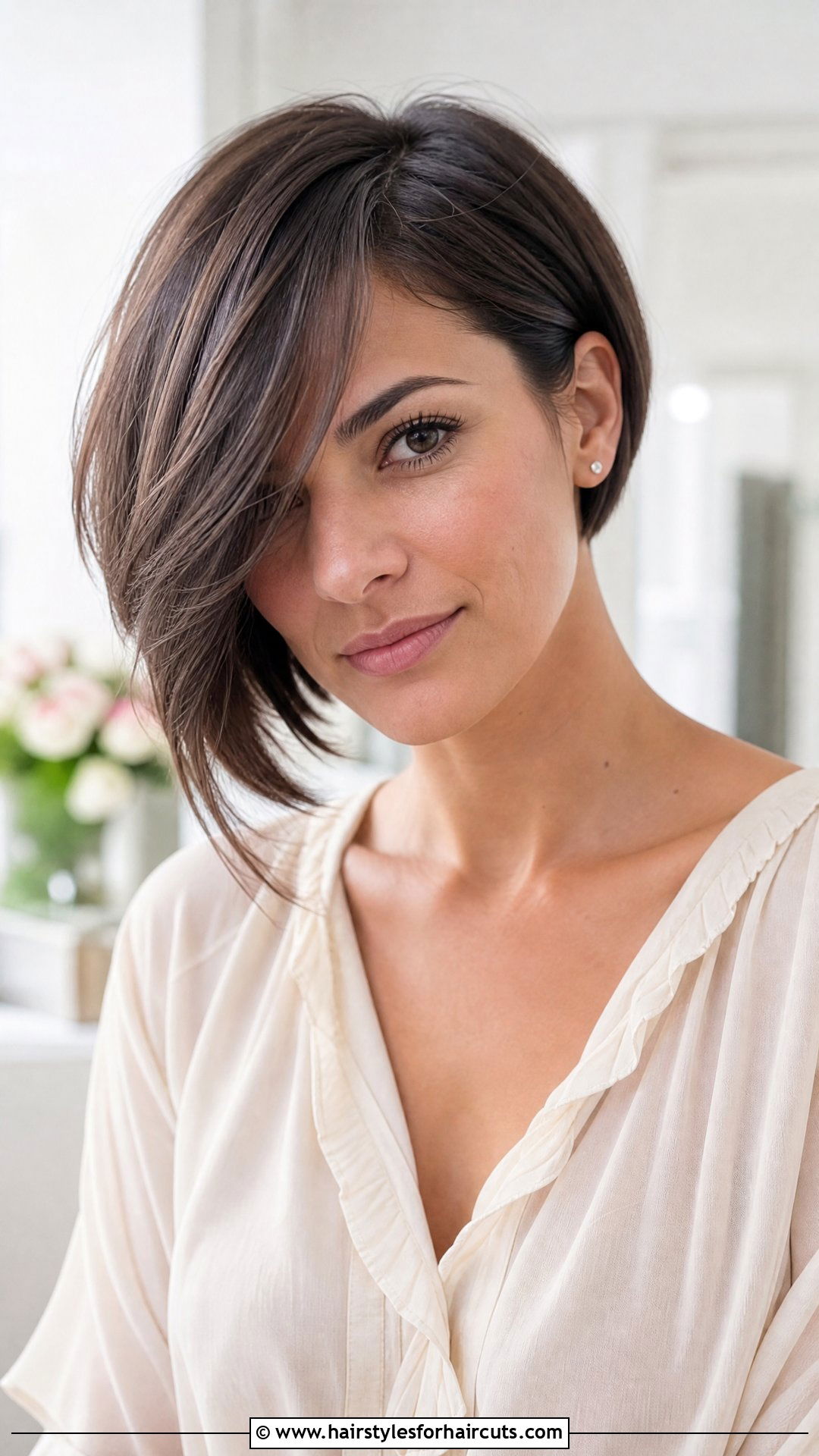 Asymmetrical Short Bob With Side Swept Bangs - 25 short hair asymmetrical haircuts - 25 short hair asymmetrical haircuts