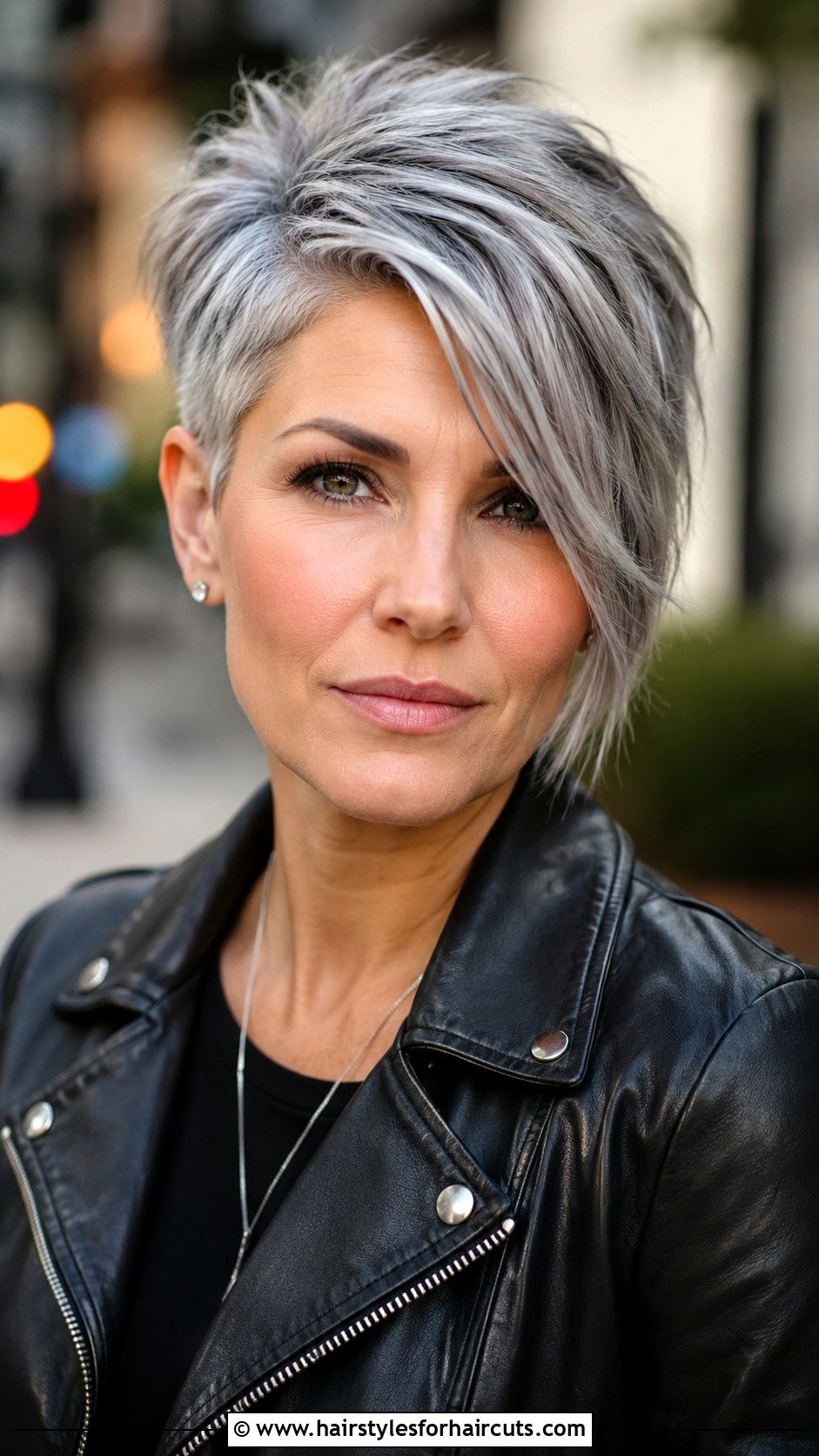 Asymmetrical Silver Pixie - 25 grandma hairstyles - 25 grandma hairstyles