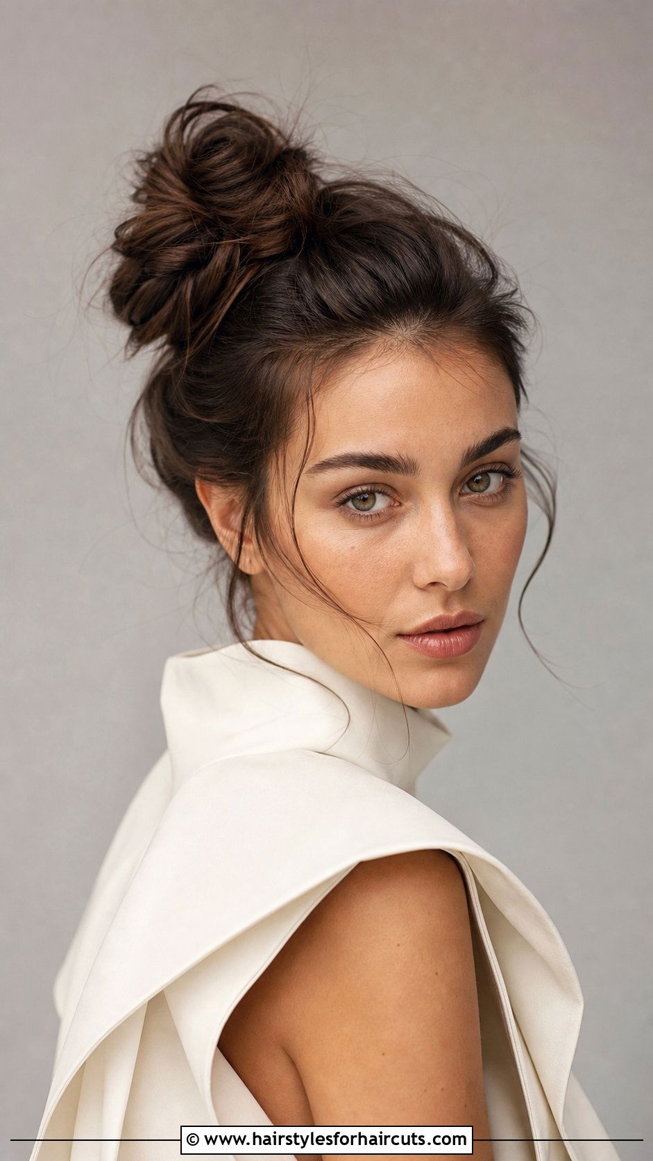 Asymmetrical Top Knot - 25 top knot hairstyles - 25 top knot hairstyles