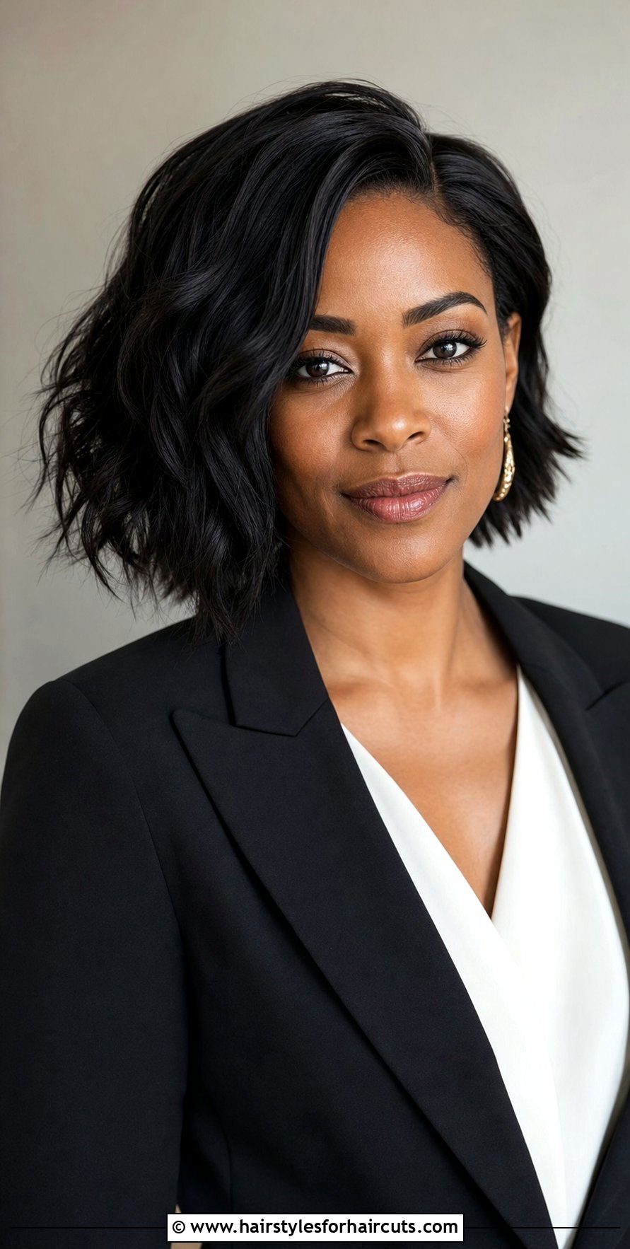 Asymmetrical Wavy Bob - 25 wavy weave hairstyles for black hair - 25 wavy weave hairstyles for black hair