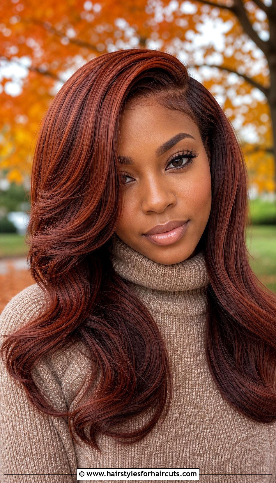 Auburn Red Side Part Long Quick Weave - 25 side part long hair quick weave hairstyles - 25 side part long hair quick weave hairstyles