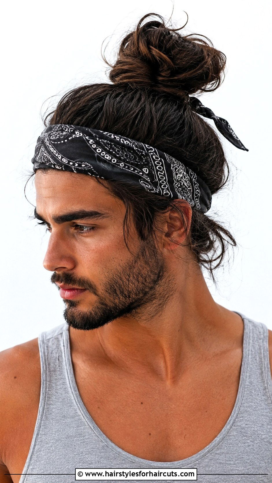 Bandana With Messy Man Bun - 25 bandana hairstyles men long hair - 25 bandana hairstyles men long hair
