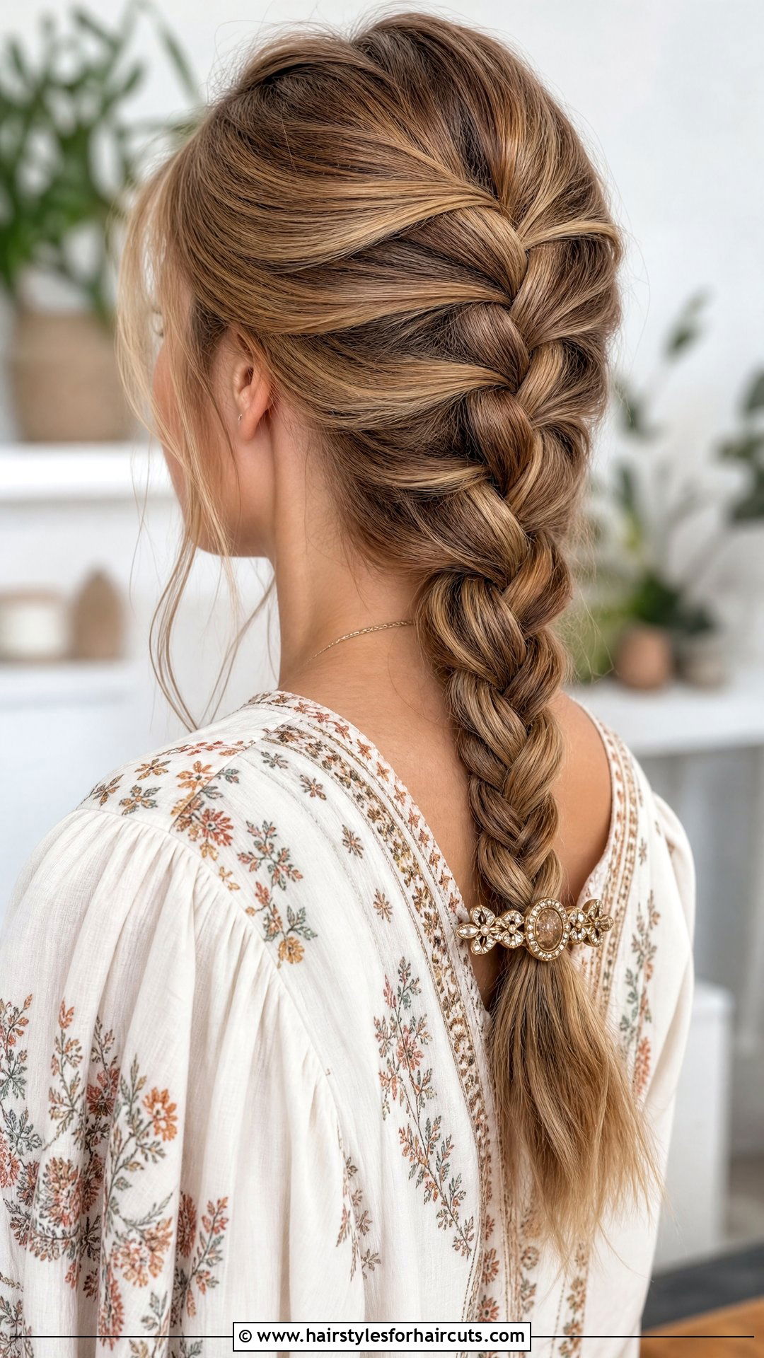 Barrette Secured French Braid - 25 clip hairstyles for medium hair - 25 clip hairstyles for medium hair