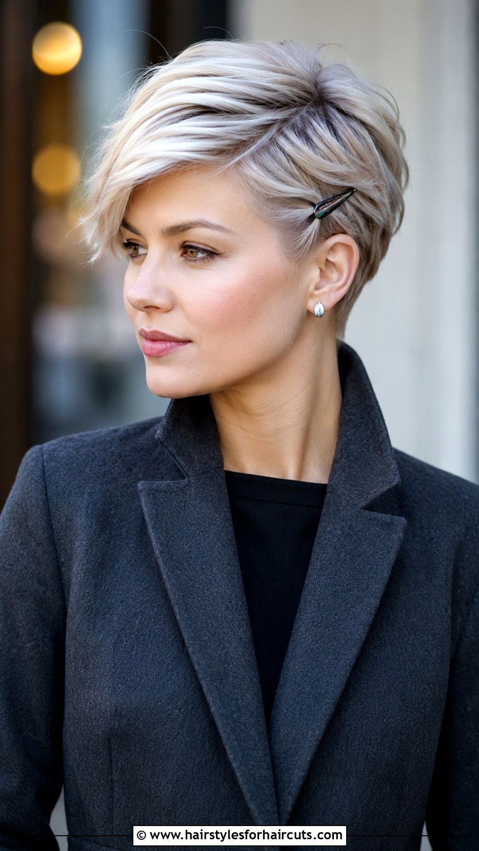 Barrette Swept Pixie Cut - 25 barrette hairstyles short hair - 25 barrette hairstyles short hair