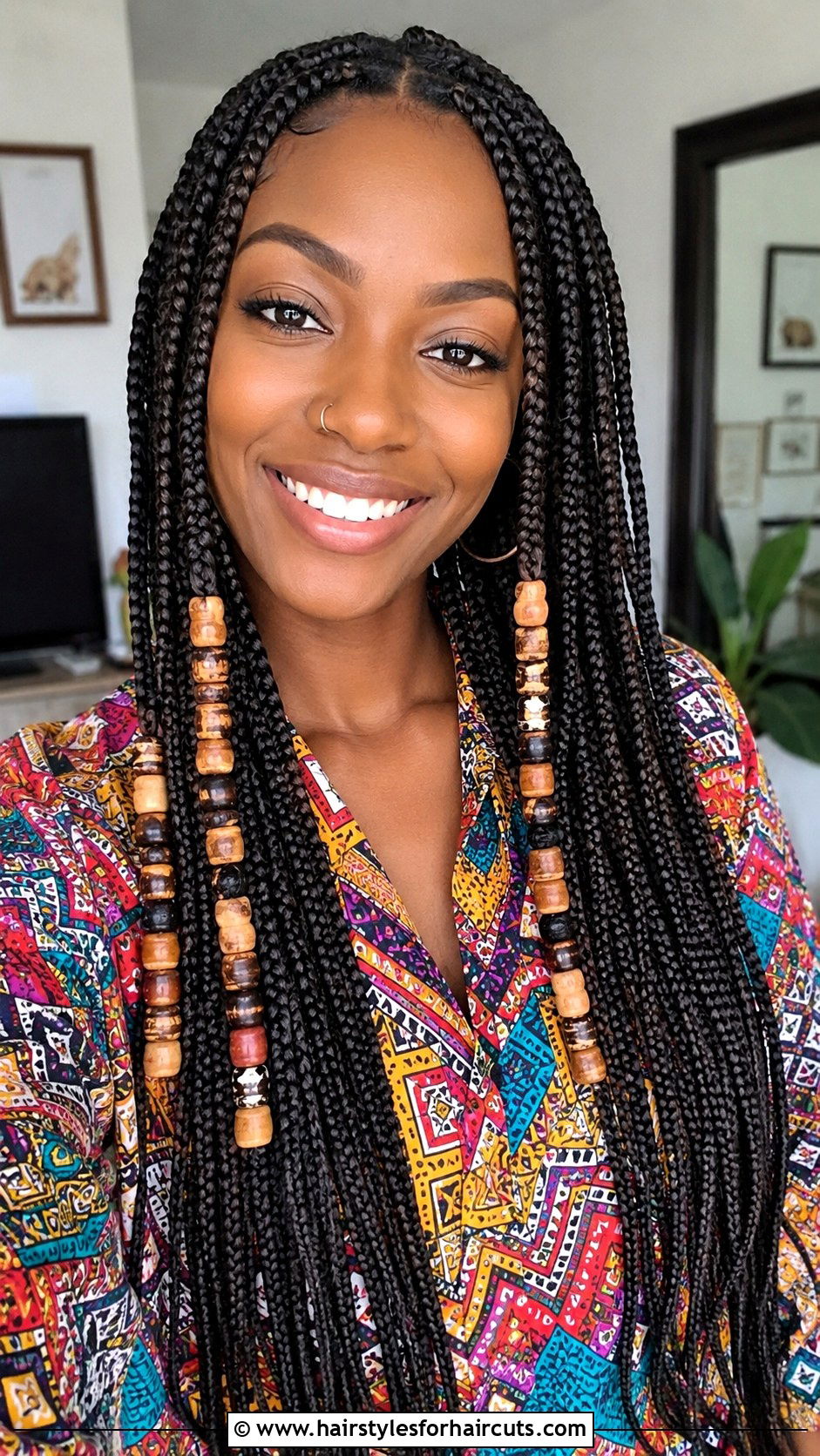 Beaded Box Braids - 25 70s braided hairstyles black hair - 25 70s braided hairstyles, black hair