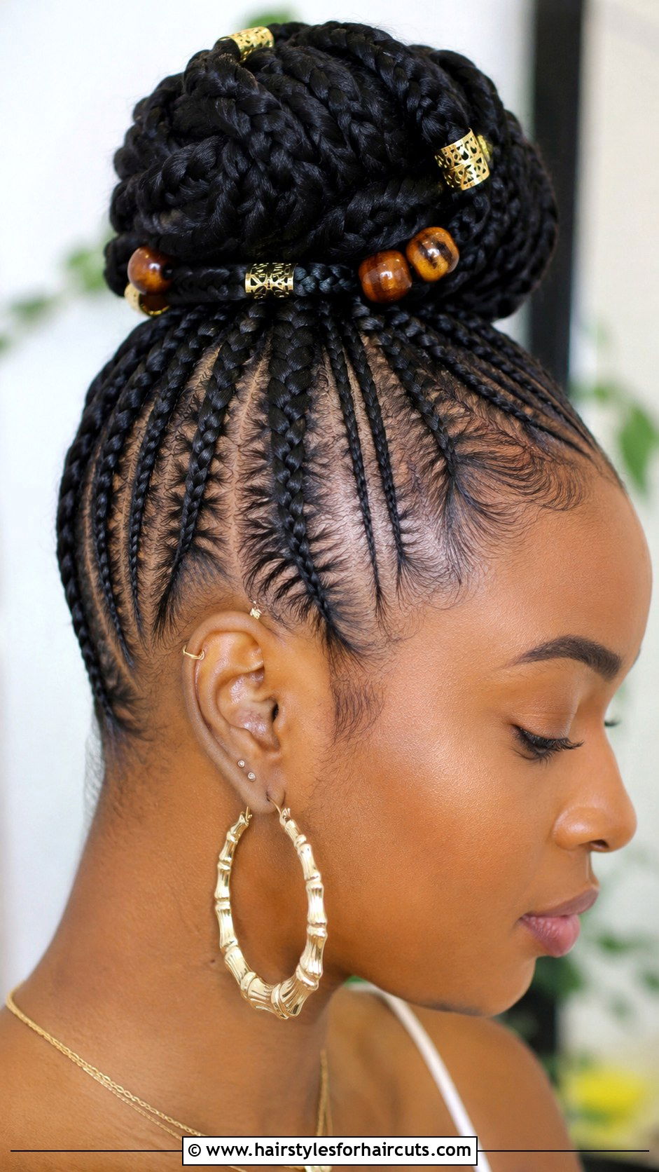 Beaded Braided Ponytail Bun - 25 braided ponytail bun hairstyles for black hair - 25 braided ponytail bun hairstyles for black hair