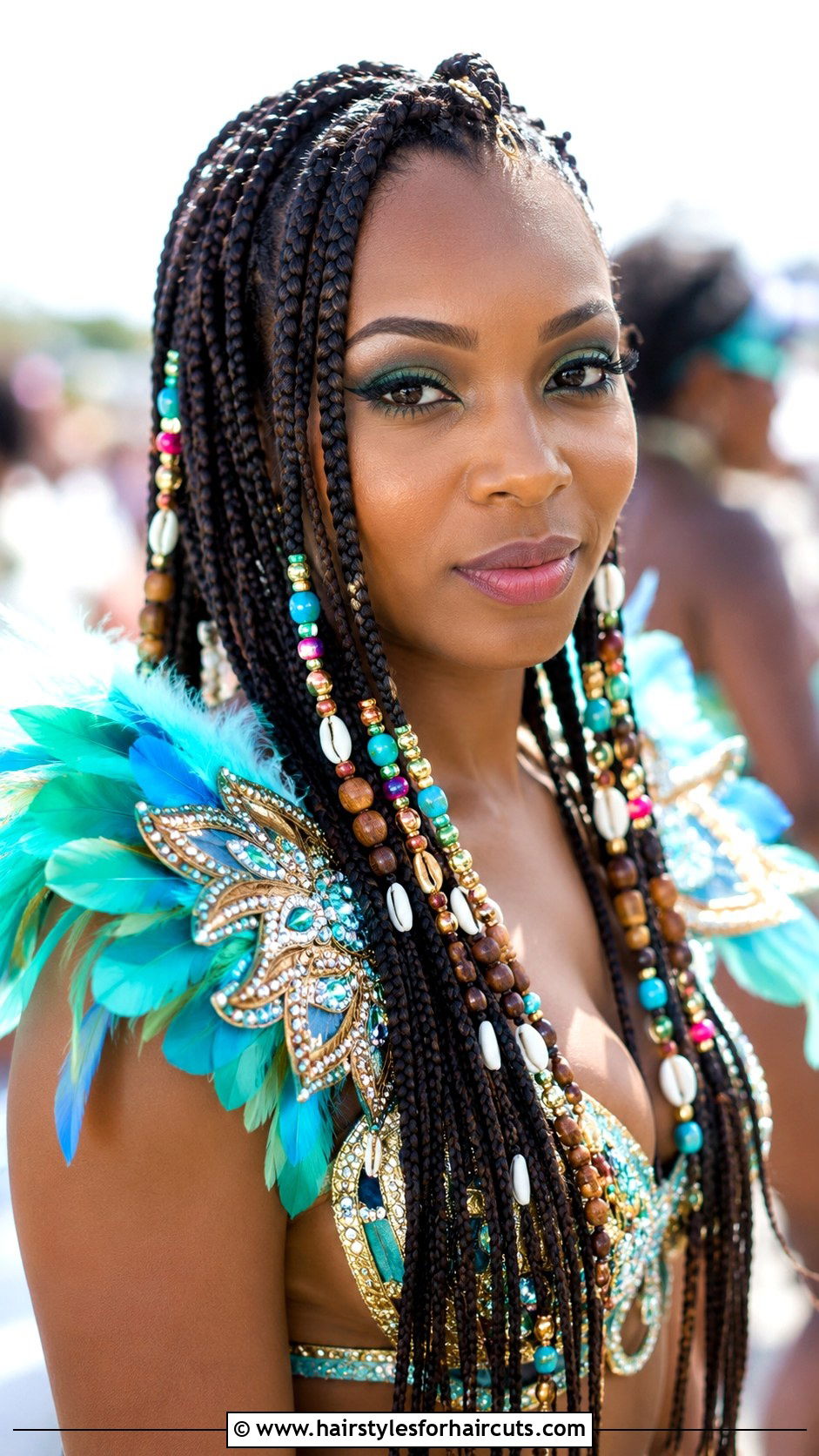 Beaded Carnival Box Braids - 25 carnival hairstyles - 25 carnival hairstyles