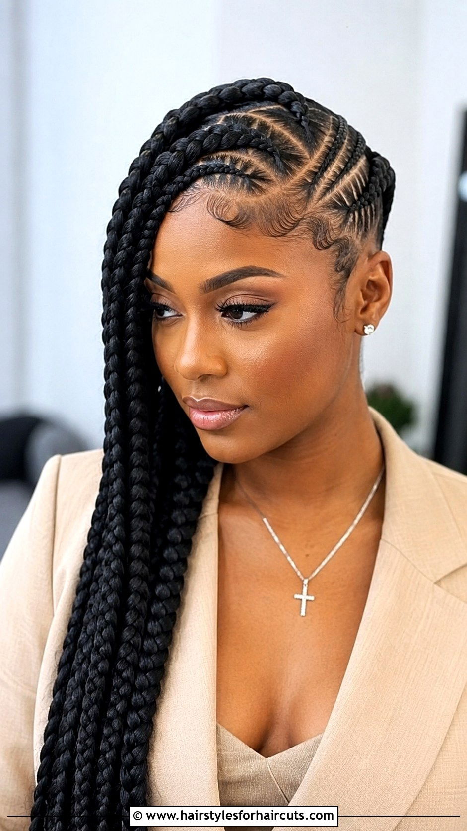 Big Side Part Cornrows - 25 big corn roll hairstyles - 25 big corn roll hairstyles