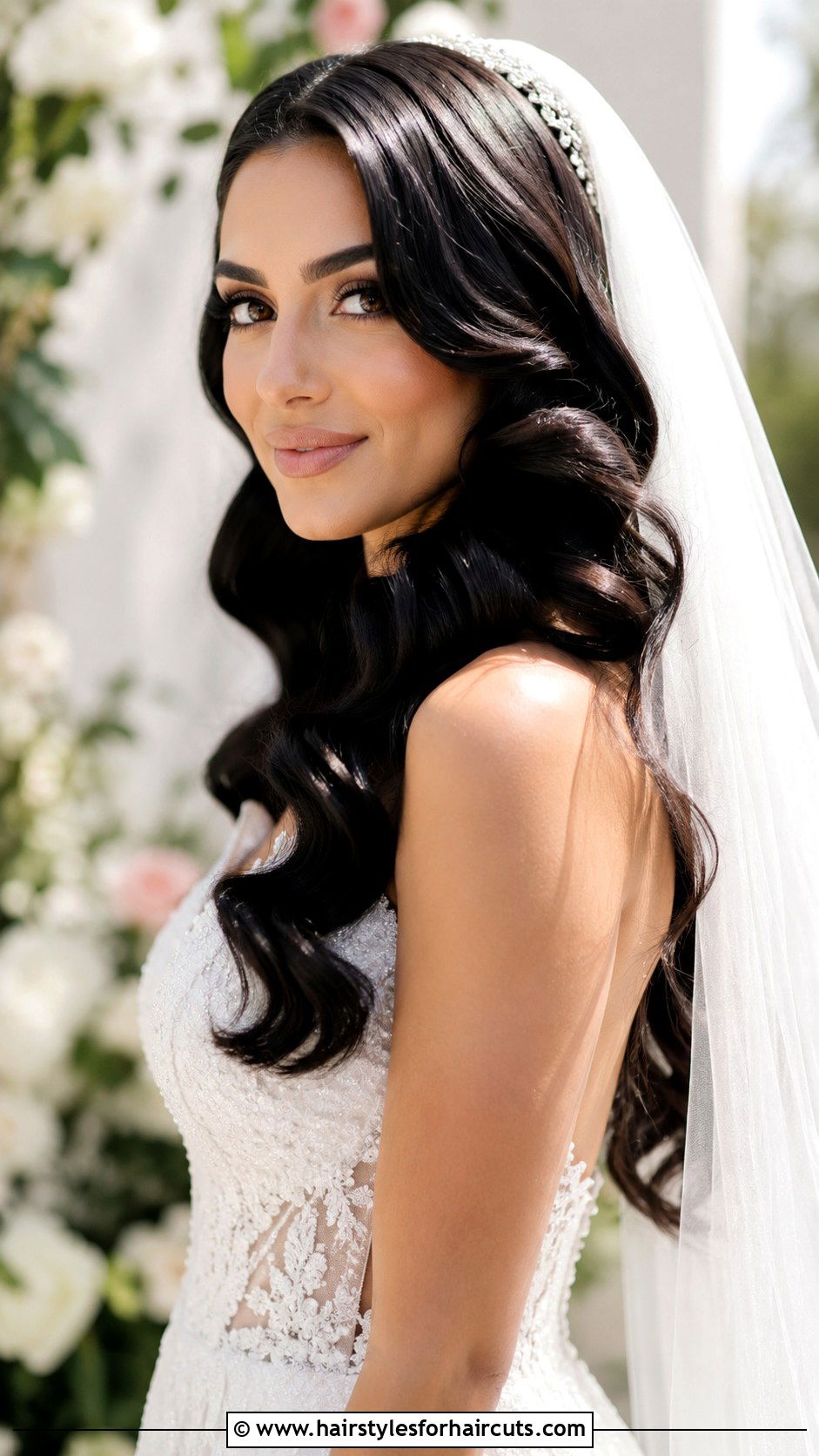 Black Bridal Hollywood Waves With Veil - 25 hair down black wedding hairstyles with veil - 25 hair down black wedding hairstyles with veil