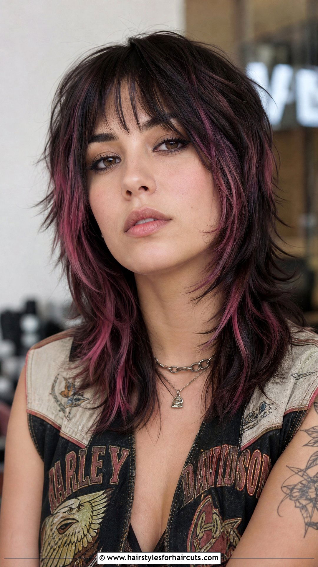 Black Shag Haircut With Pink Highlights - 25 black and pink hairstyles - 25 black and pink hairstyles