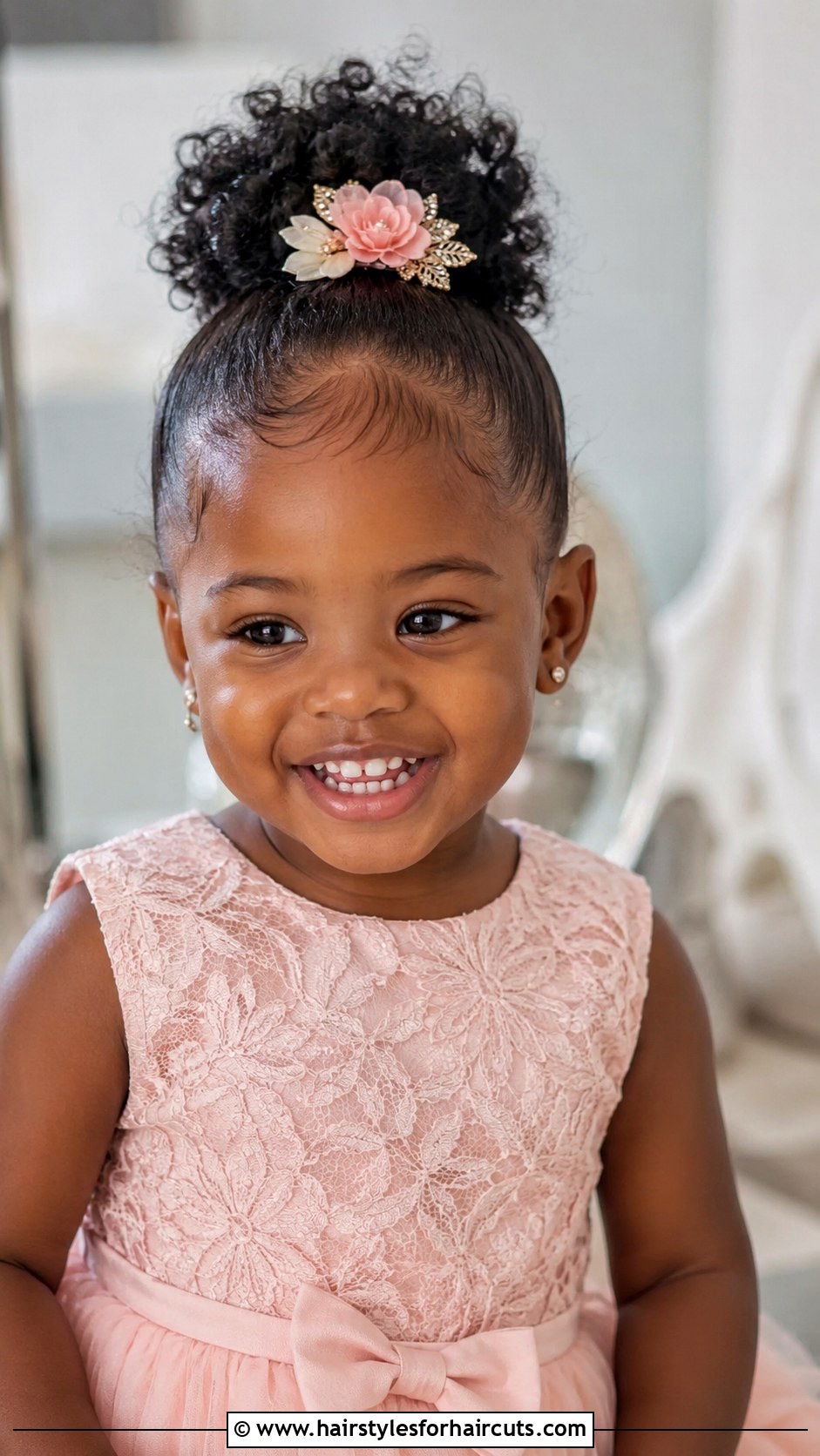 Black Toddler High Bun With Accessories - 25 black toddler hairstyles - 25 black toddler hairstyles
