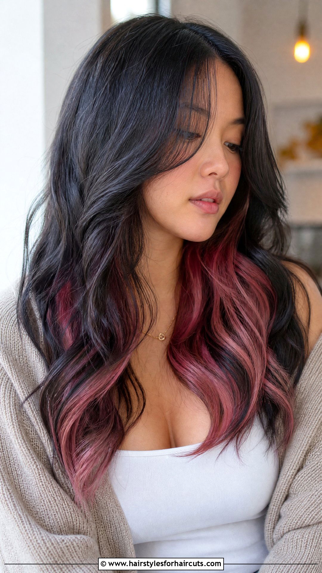 Black Wavy Hair With Pink Peekaboo - 25 black and pink hairstyles - 25 black and pink hairstyles